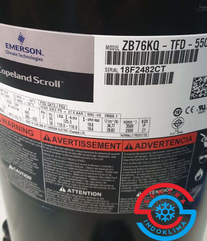 Compressor Copeland Scroll ZB76KQ-TFD-550
