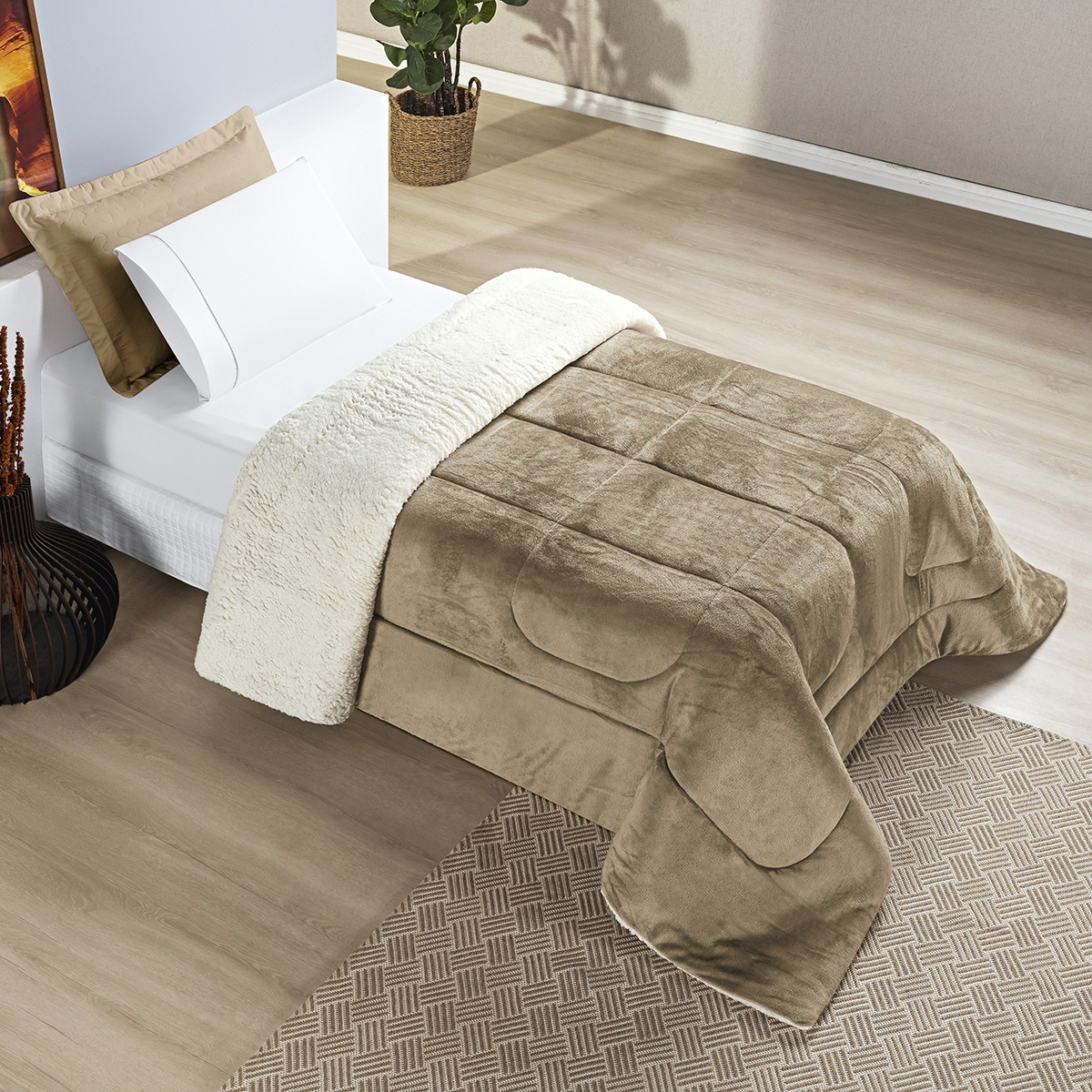 Coberdrom Manta/Sherpa Dupla Face - Solteiro