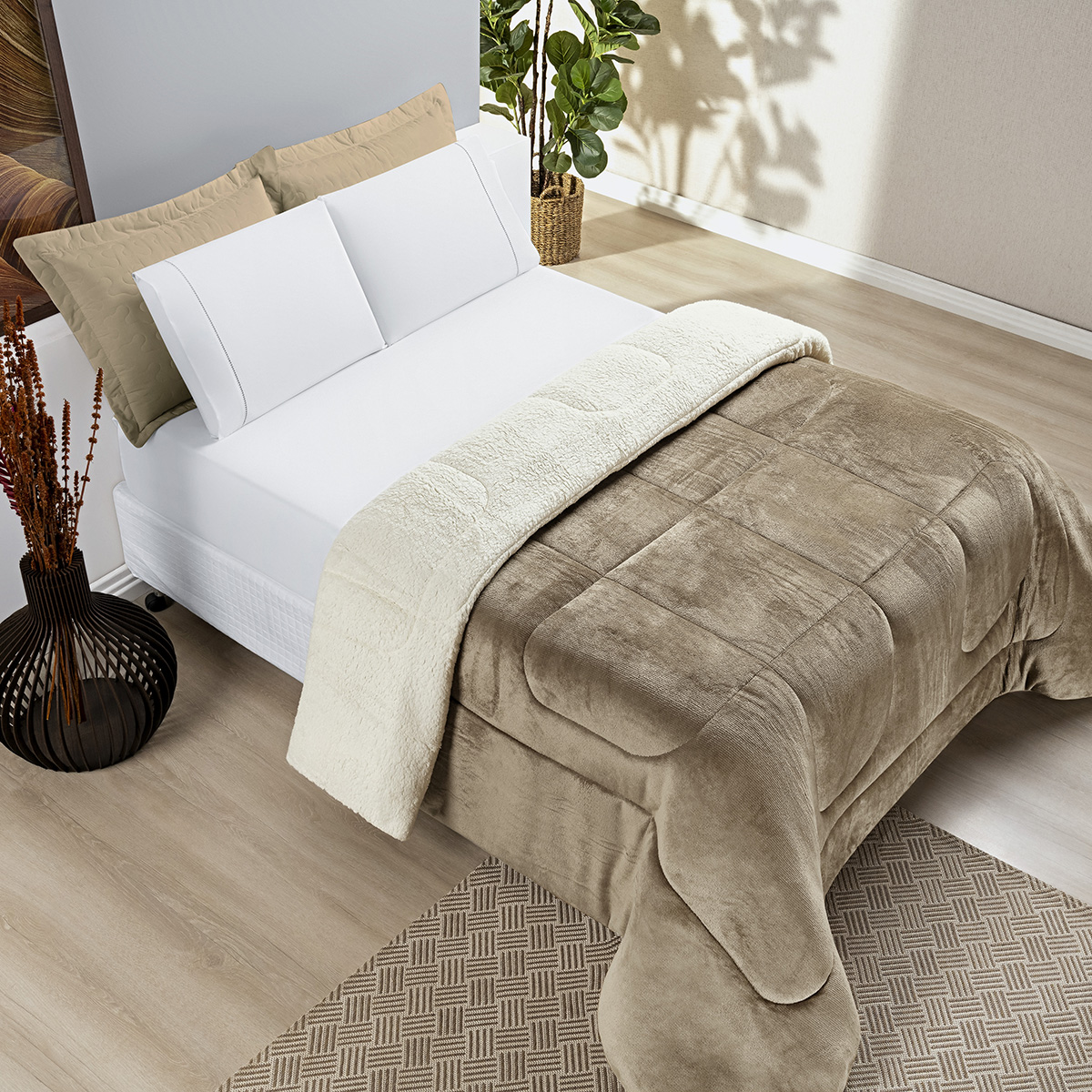 Coberdrom Manta/Sherpa Dupla Face - Queen