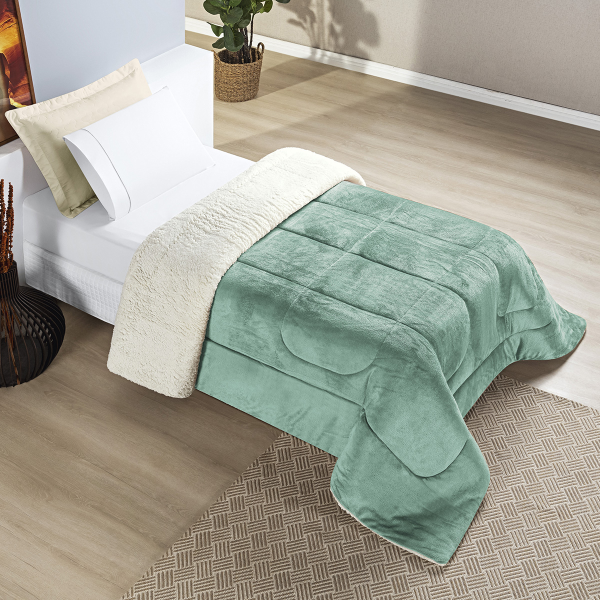 Coberdrom Manta/Sherpa Dupla Face - Solteiro