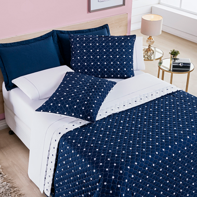 Cobre Leito Queen 3 Peças -  Percal 200 Fios