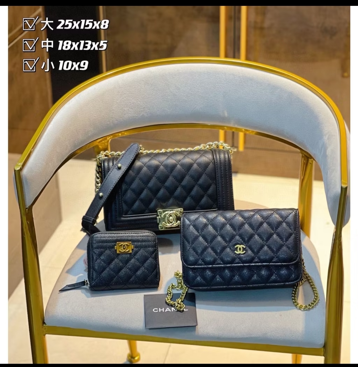CHANEL Quilted Leather Bag Set