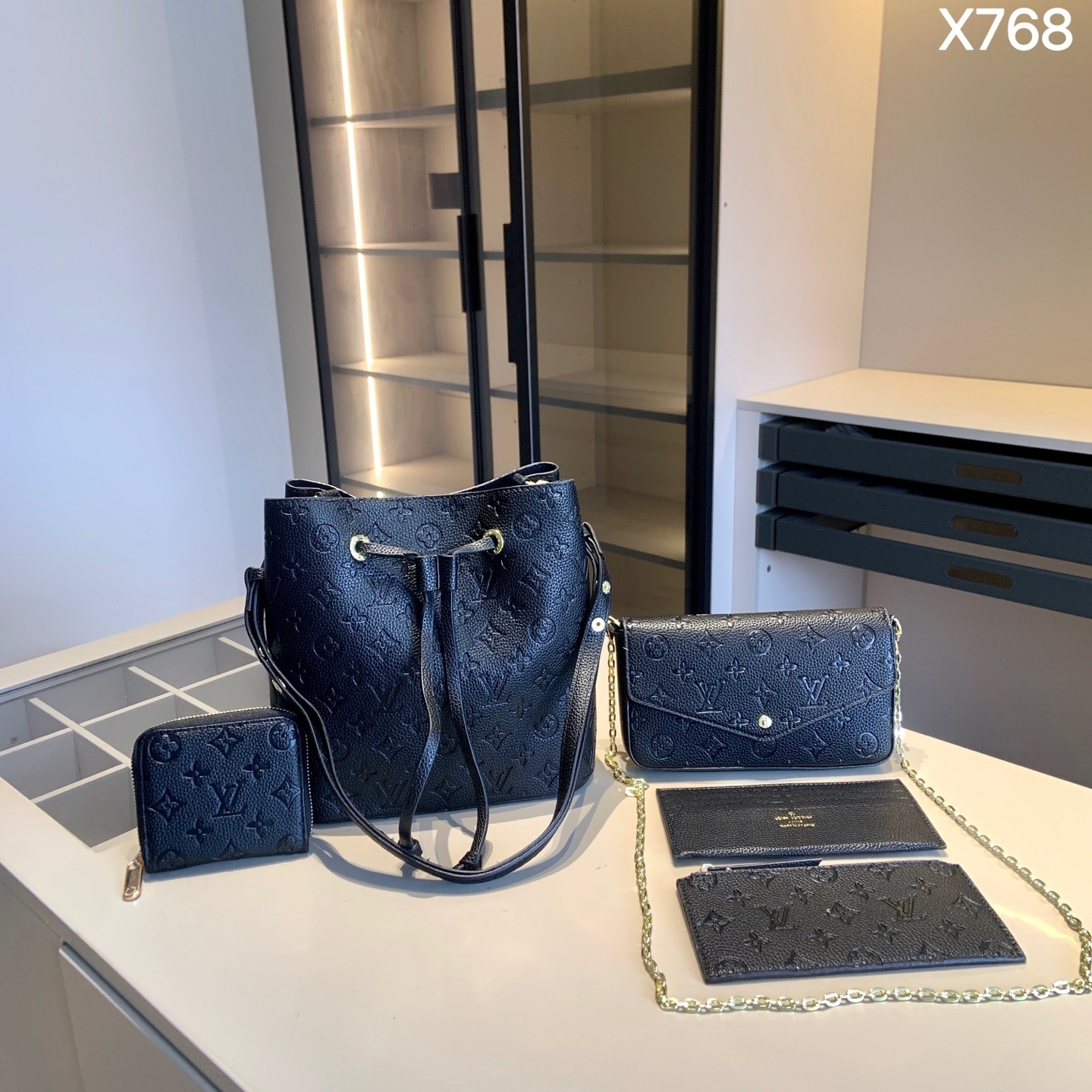 Louis Vuitton Black Monogram Bag Set