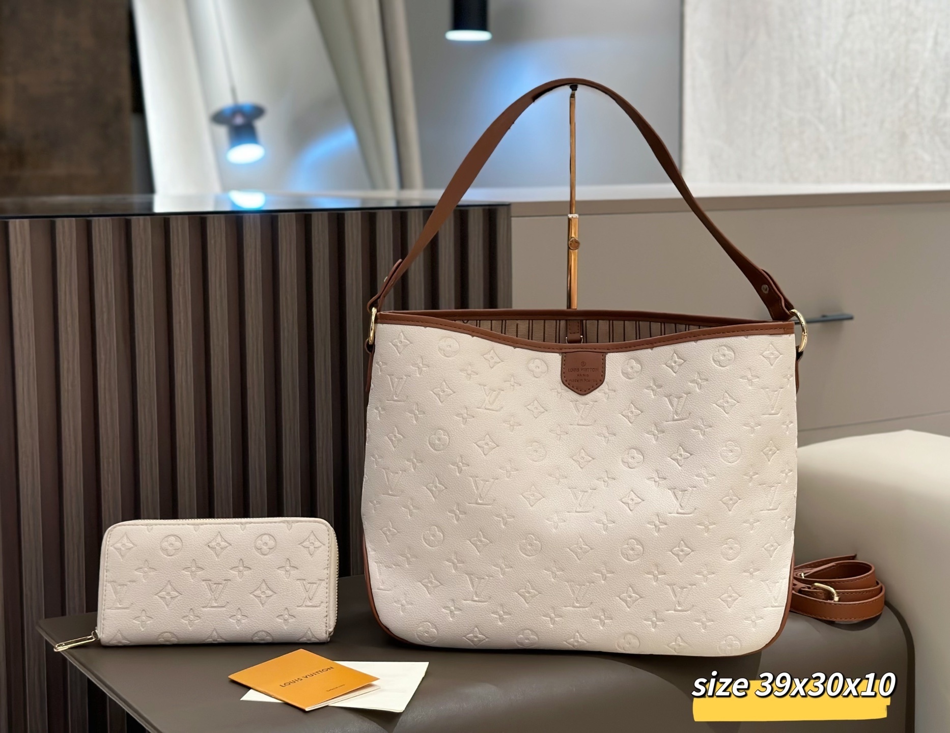 Louis Vuitton White Embossed Tote Bag $125