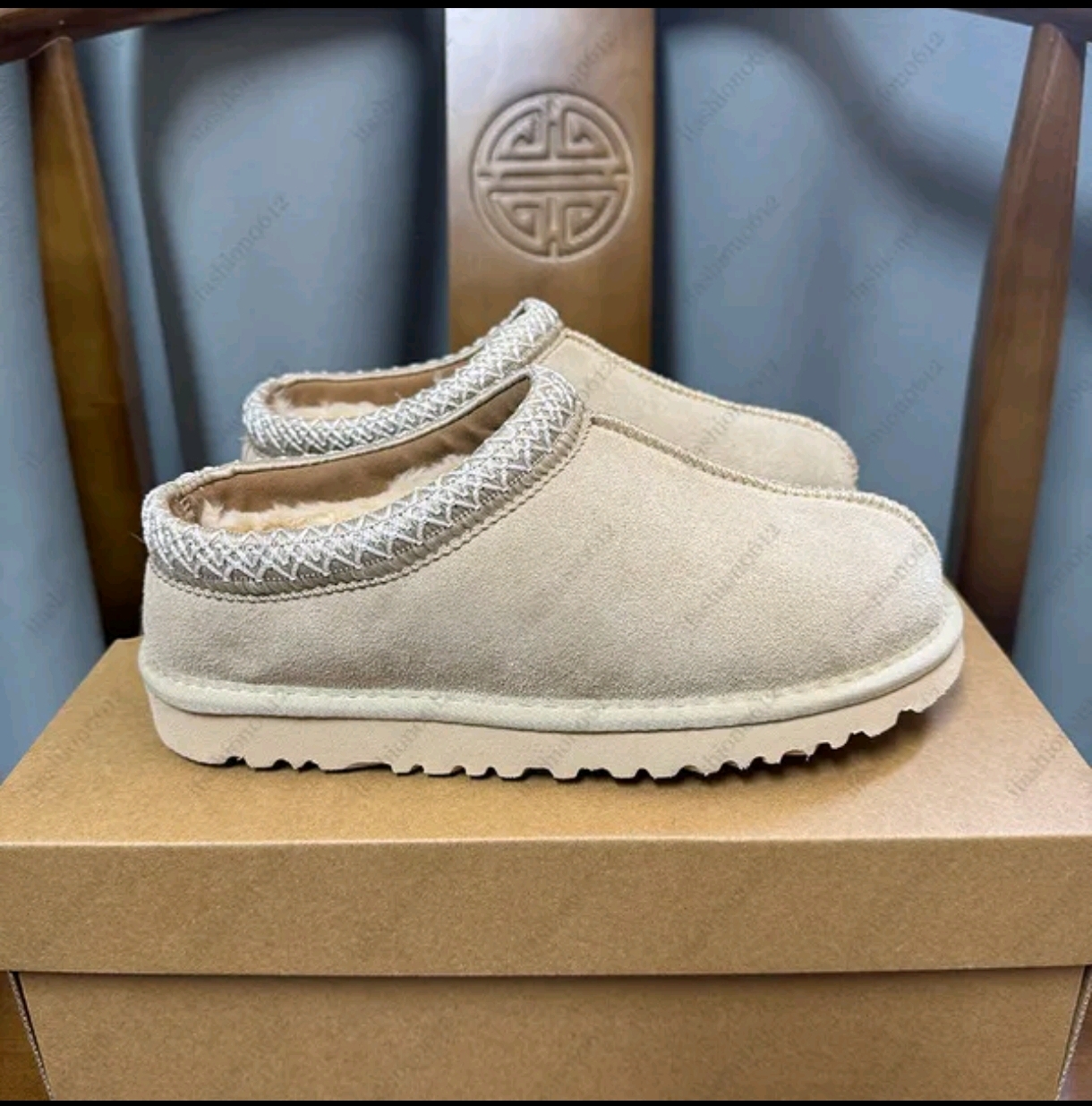 UGG Beige Suede Winter Slippers $100