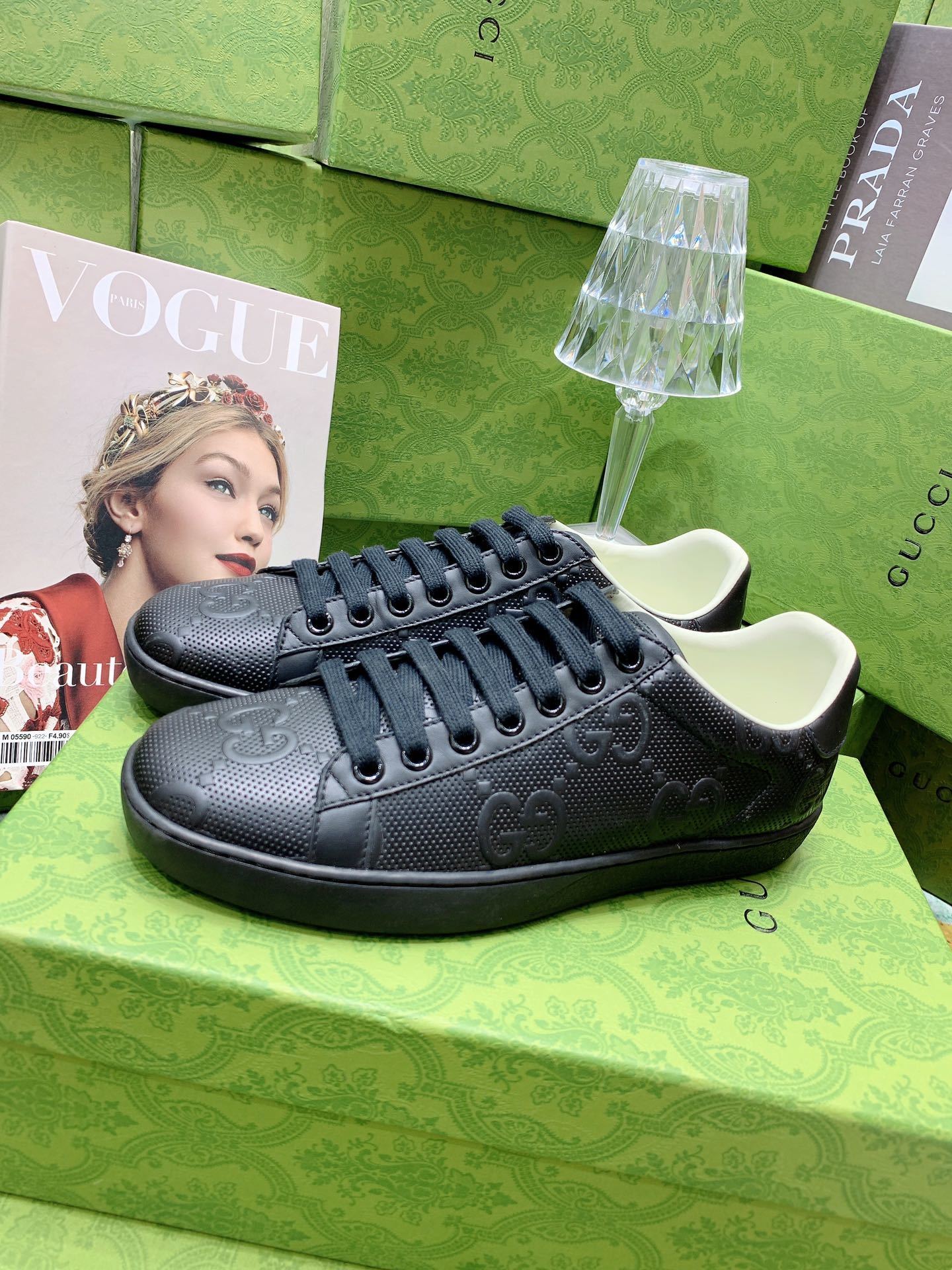 Gucci Black Leather Sneakers $150