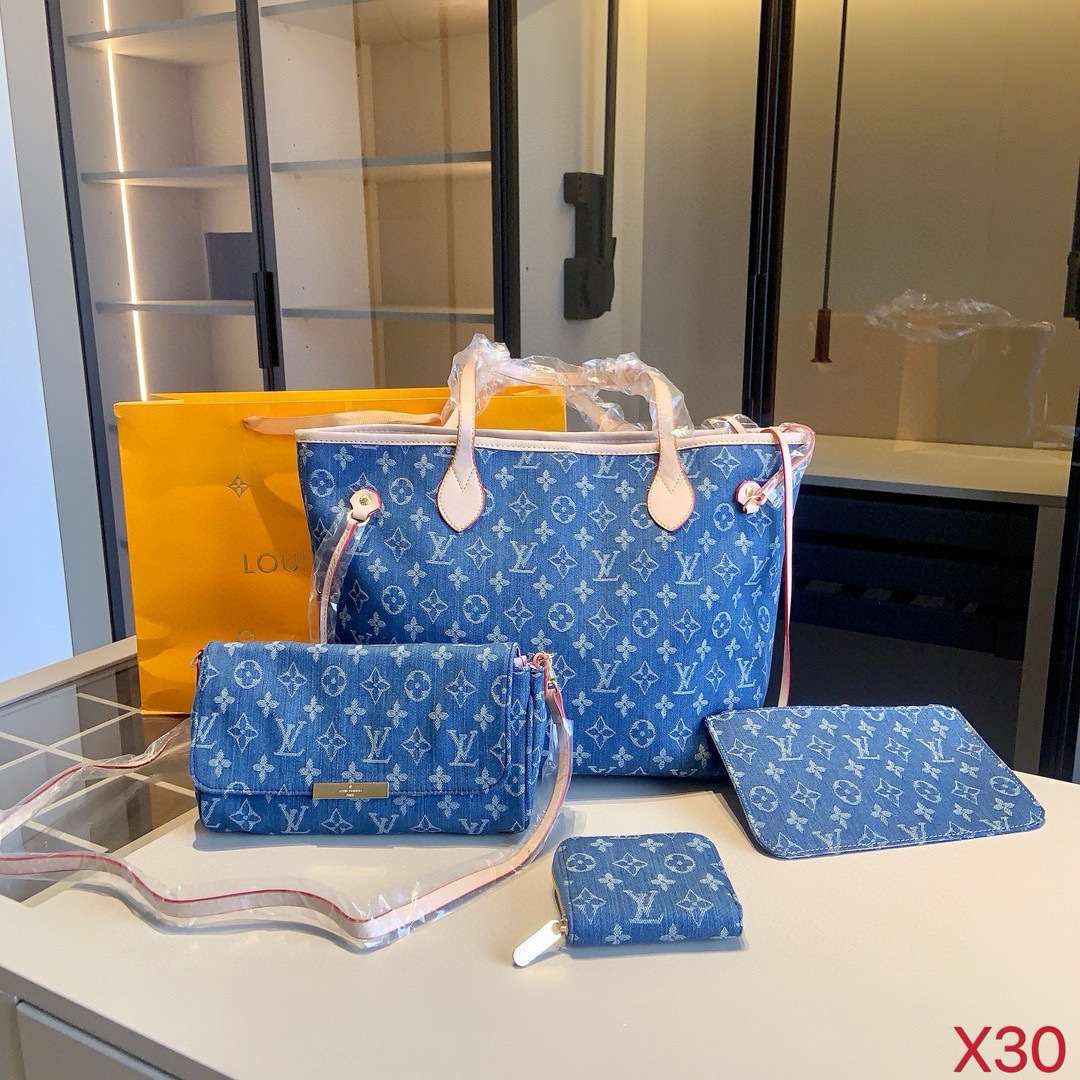 Louis Vuitton Blue Monogram Handbag Set