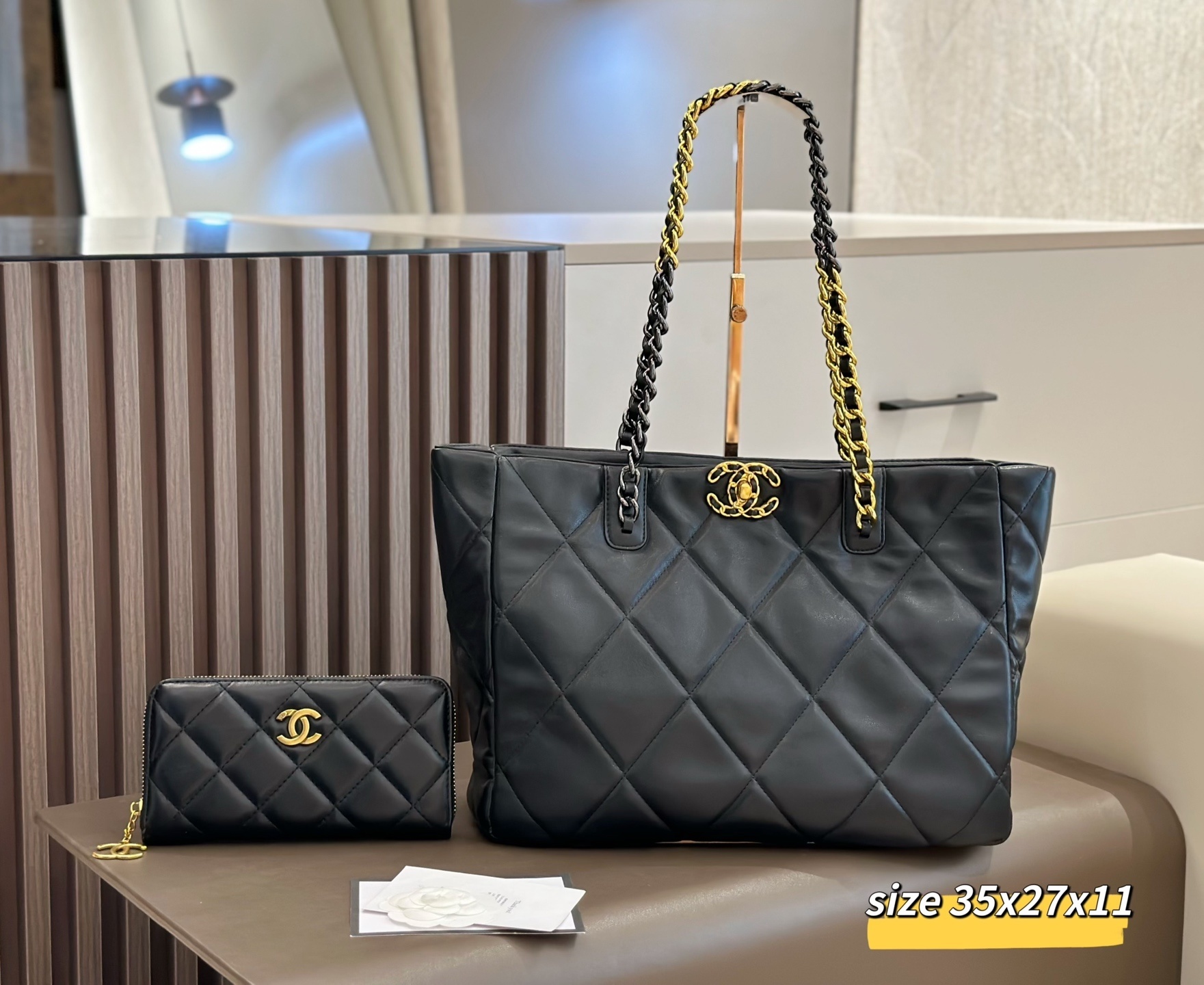 Chanel Quilted Black Leather Tote Bag $125