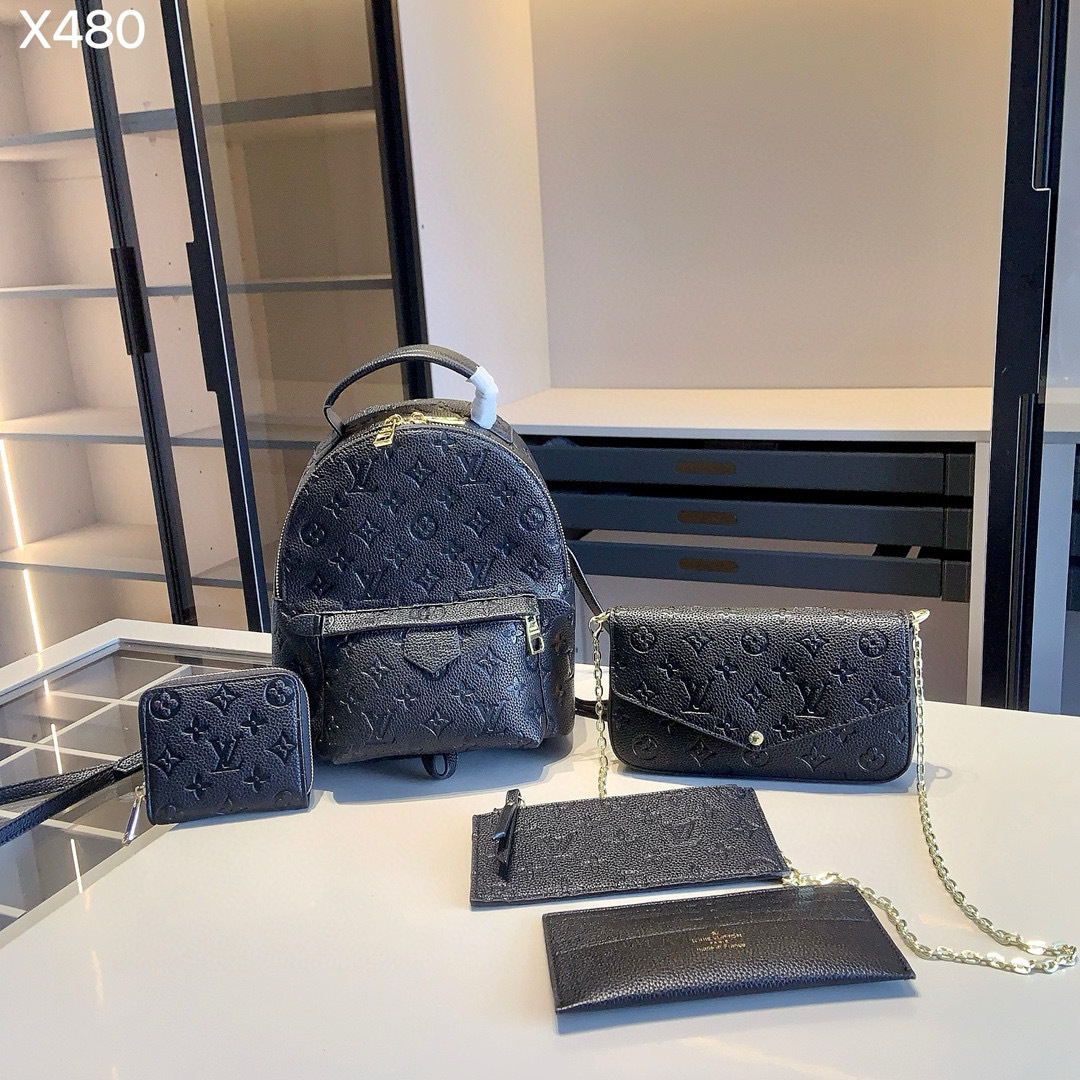 Luxury Louis Vuitton Embossed Leather Bag Set