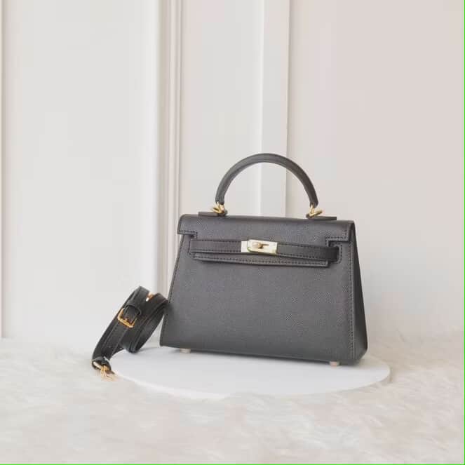 Hermes Black Leather Handbag