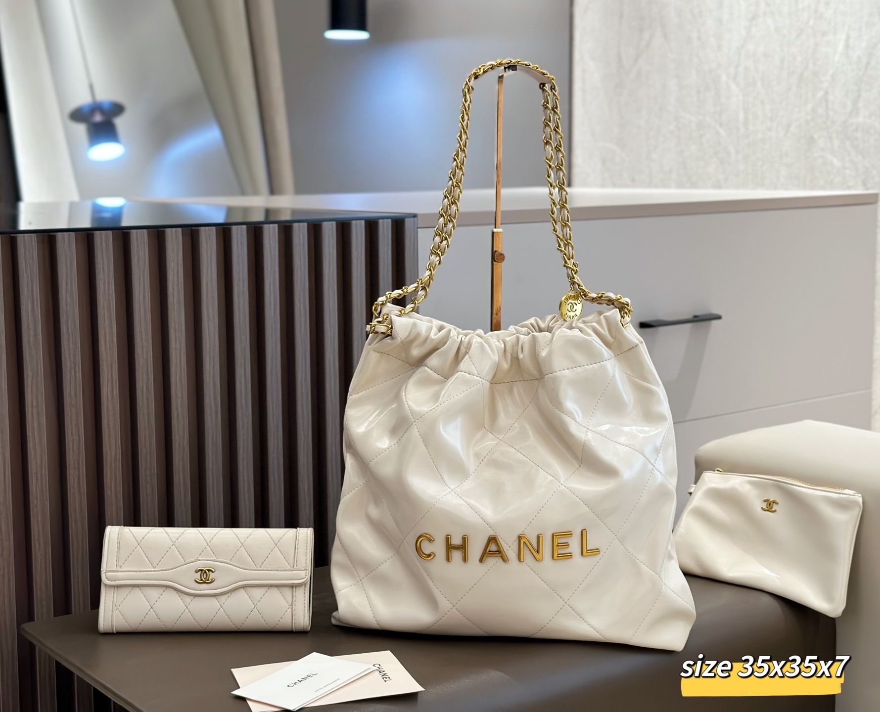 Chanel Large White Leather Tote Bag $125