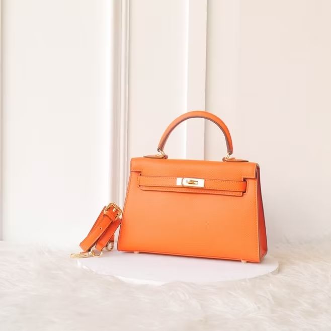 Hermes Orange Leather Handbag
