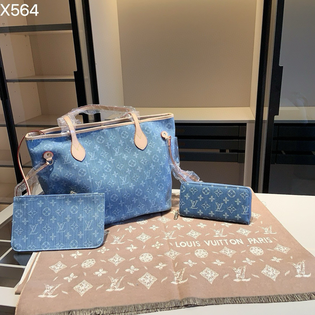Louis Vuitton Denim Tote Bag Set