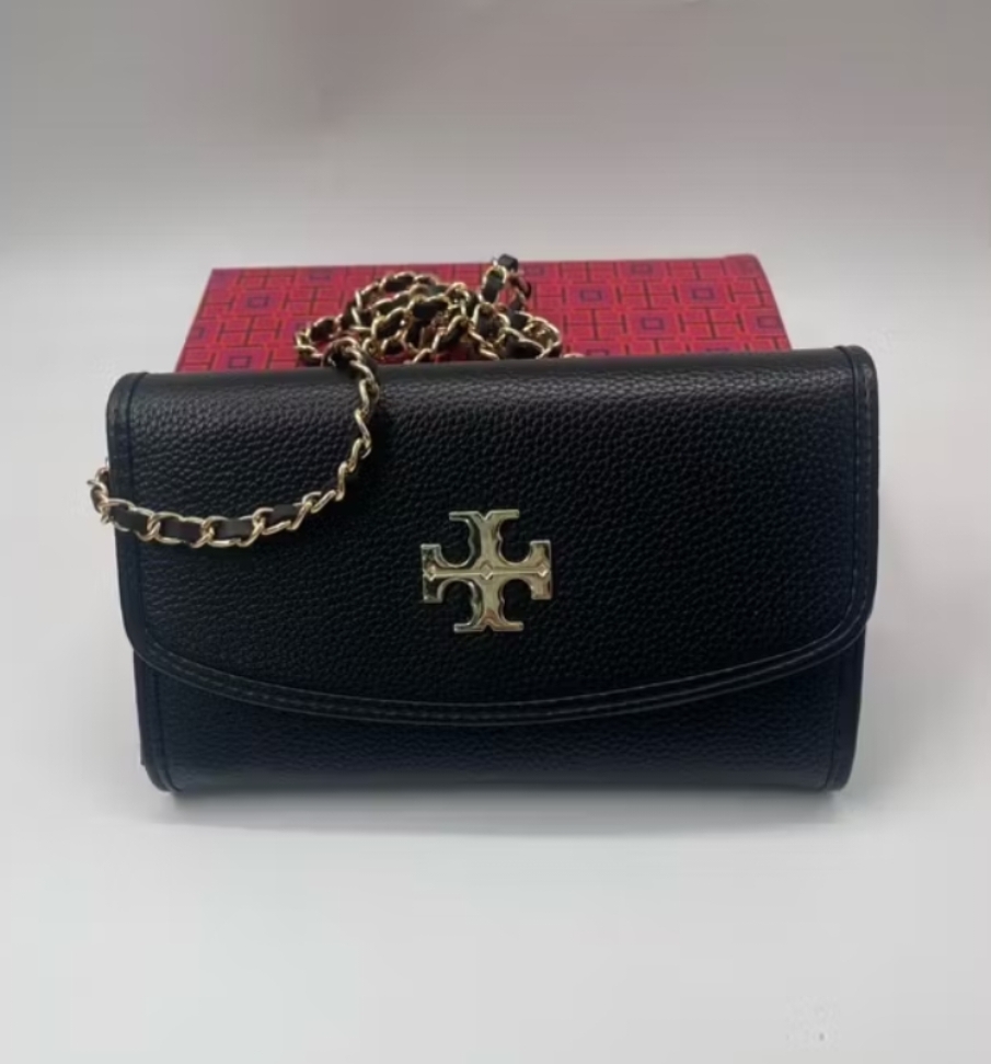 Tory Burch Elegant Black Leather Shoulder Bag