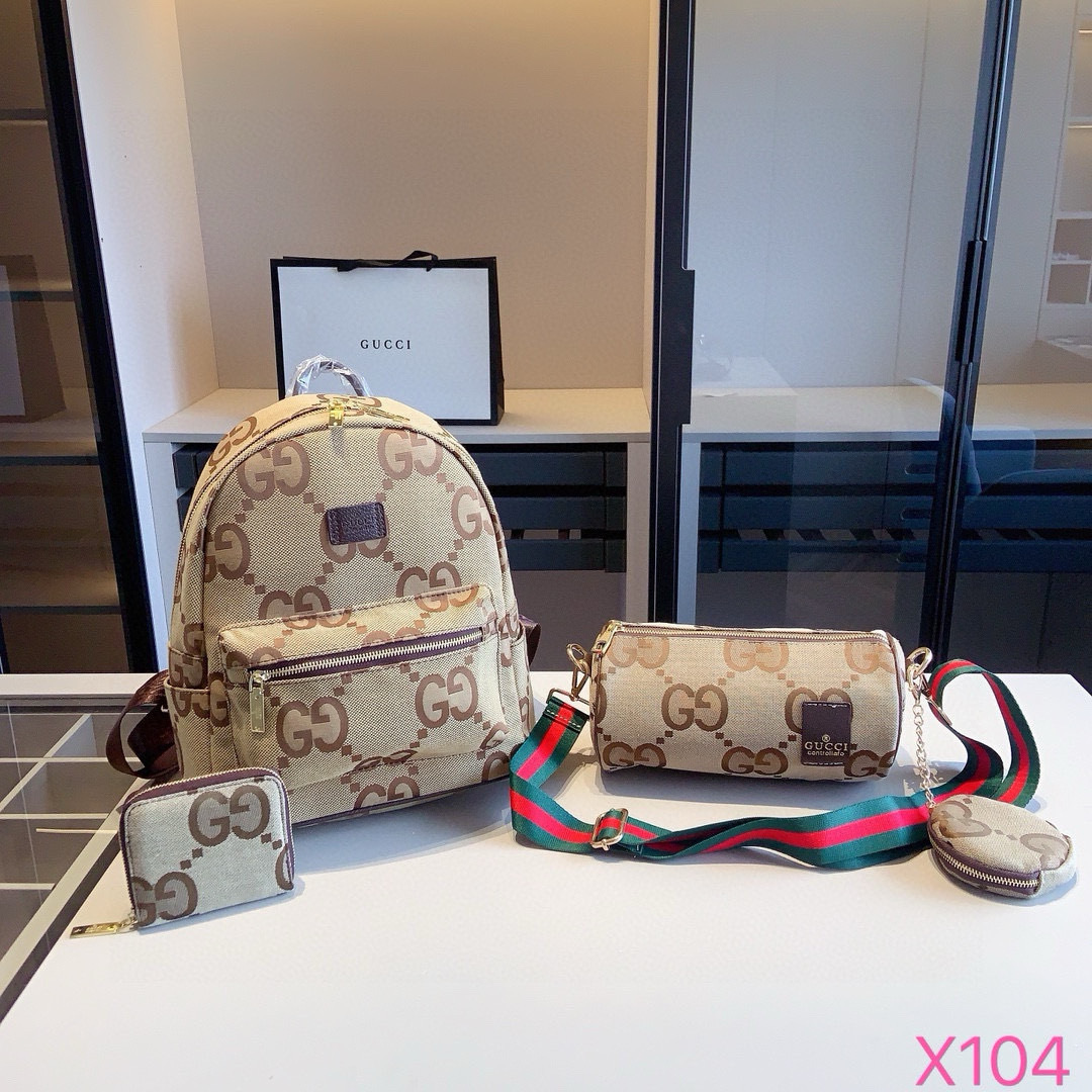 Gucci GG Supreme Backpack, Shoulder Bag, and Card Holder Set