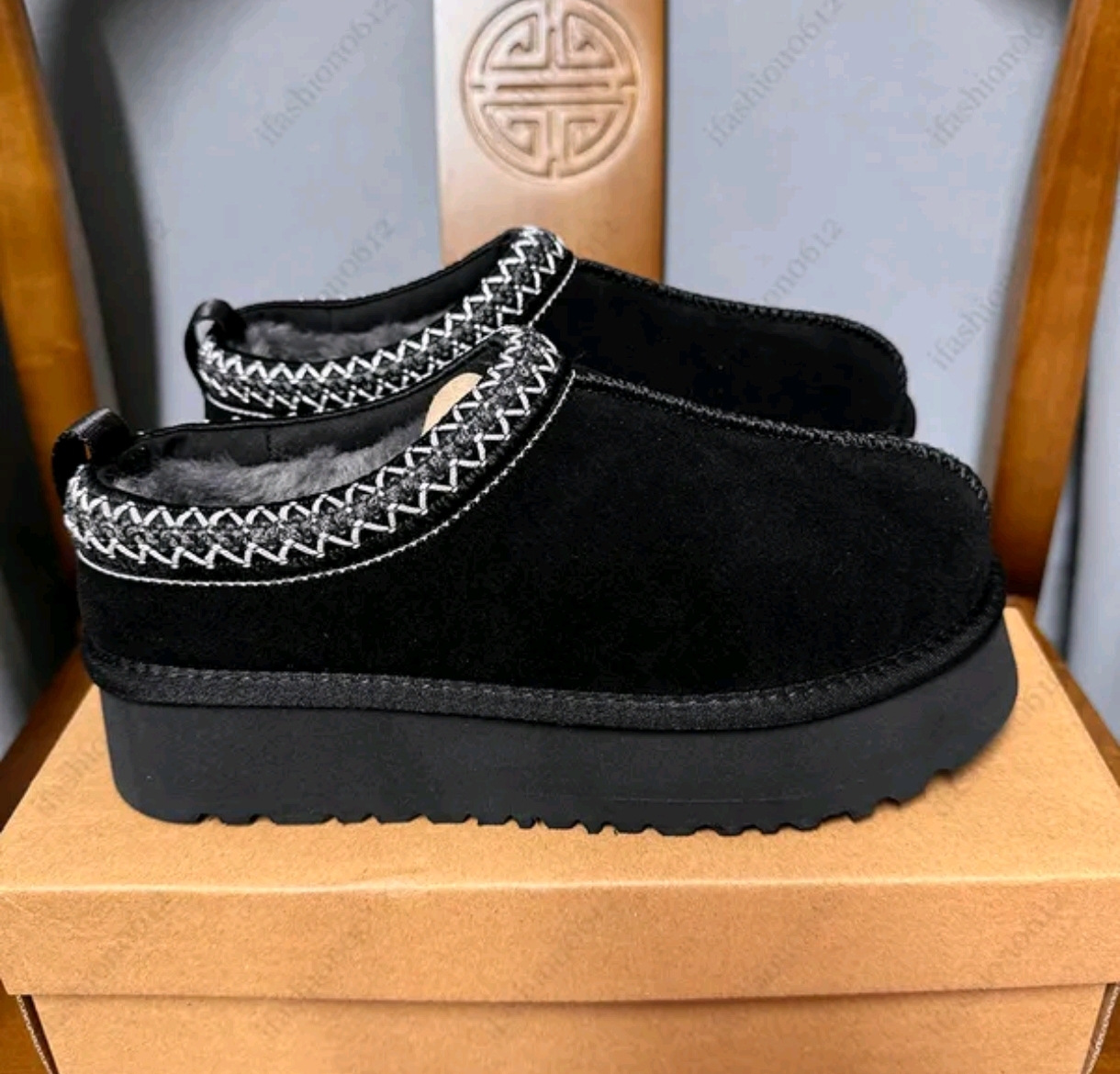 UGG Black Suede Winter Slippers $100