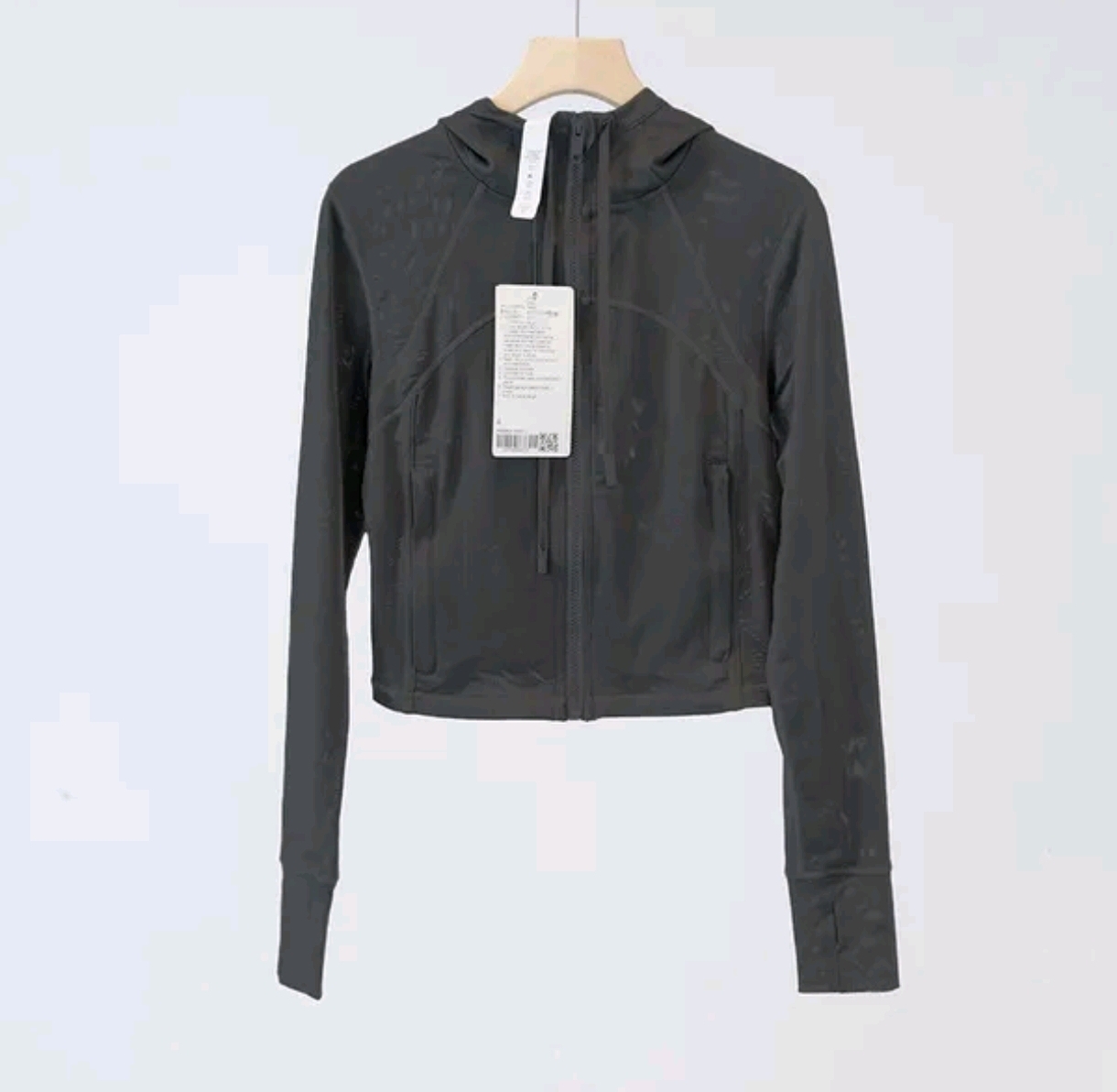 Women's Black Hooded Athletic Jacket $53