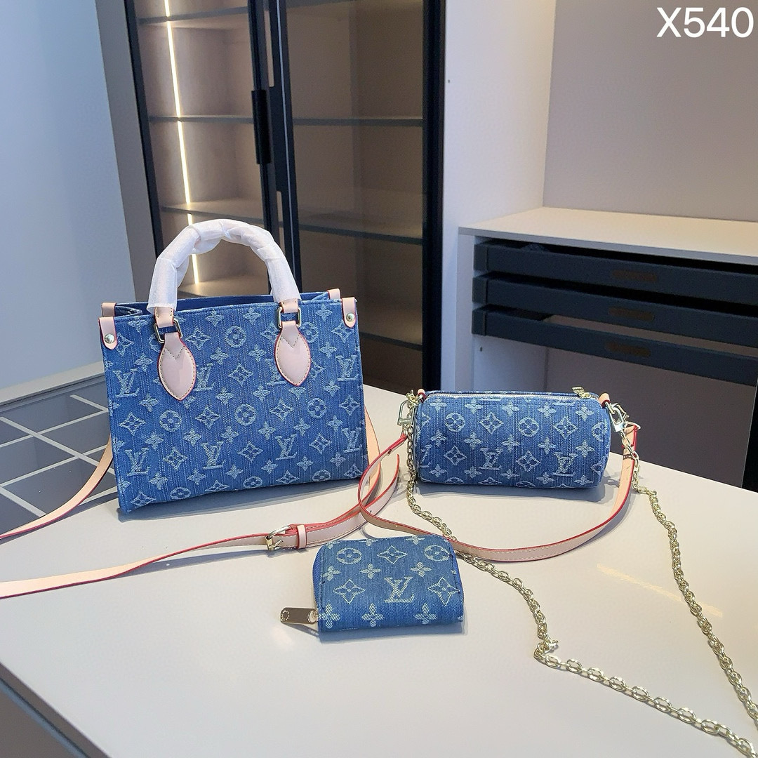 Louis Vuitton Blue Monogram Handbag Set