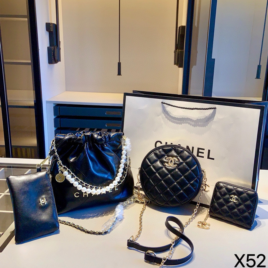 Chanel Black Leather Handbag Set $153