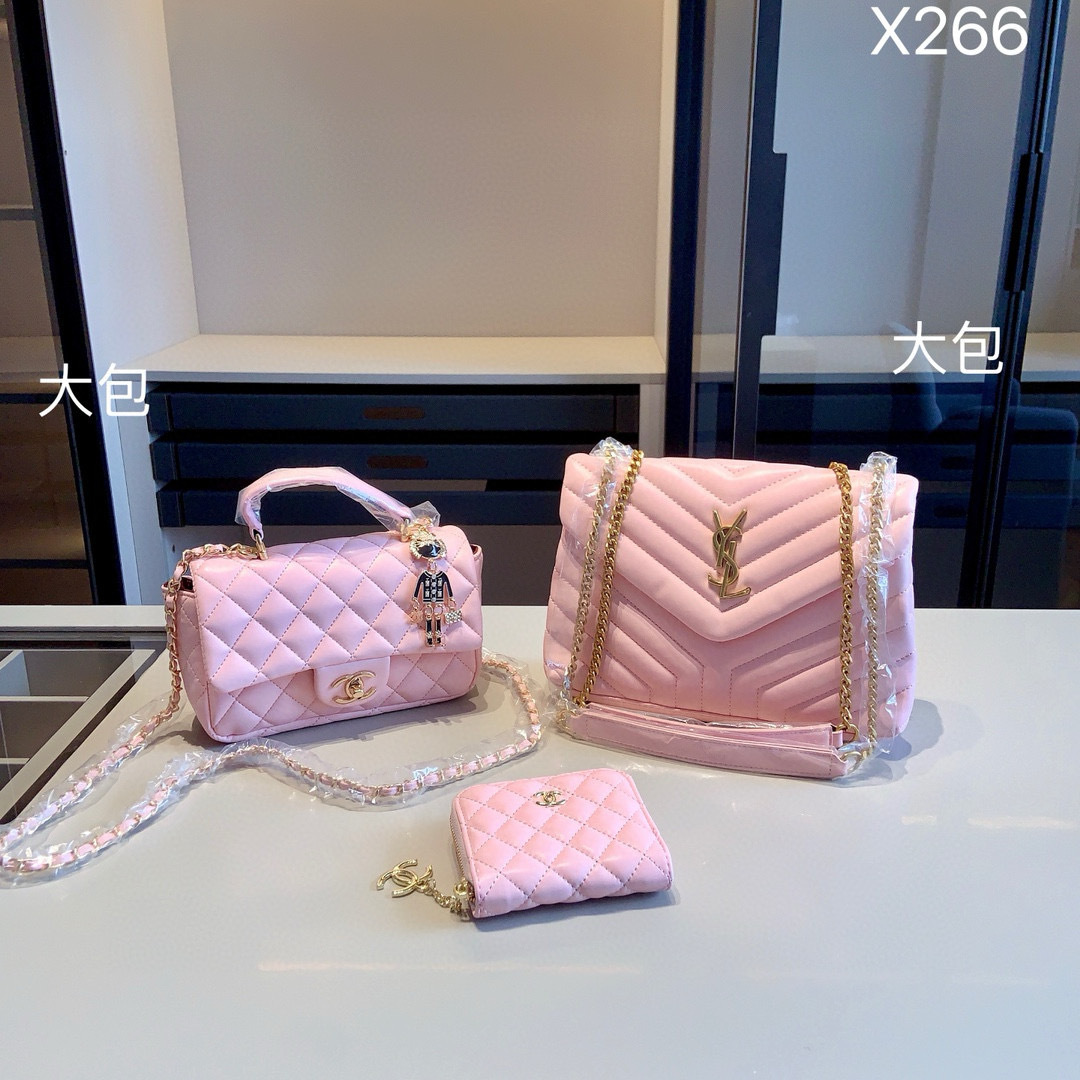 Elegant Pink Handbag YSL Set