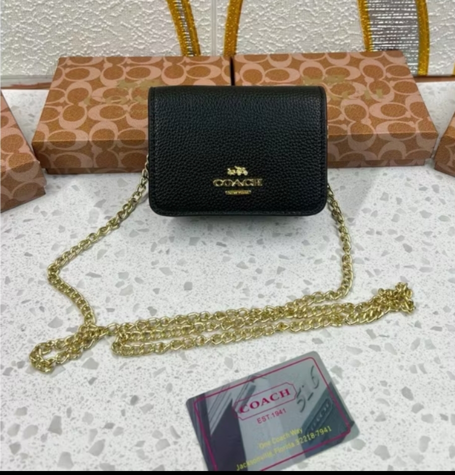 Coach Black Leather Mini Crossbody Bag