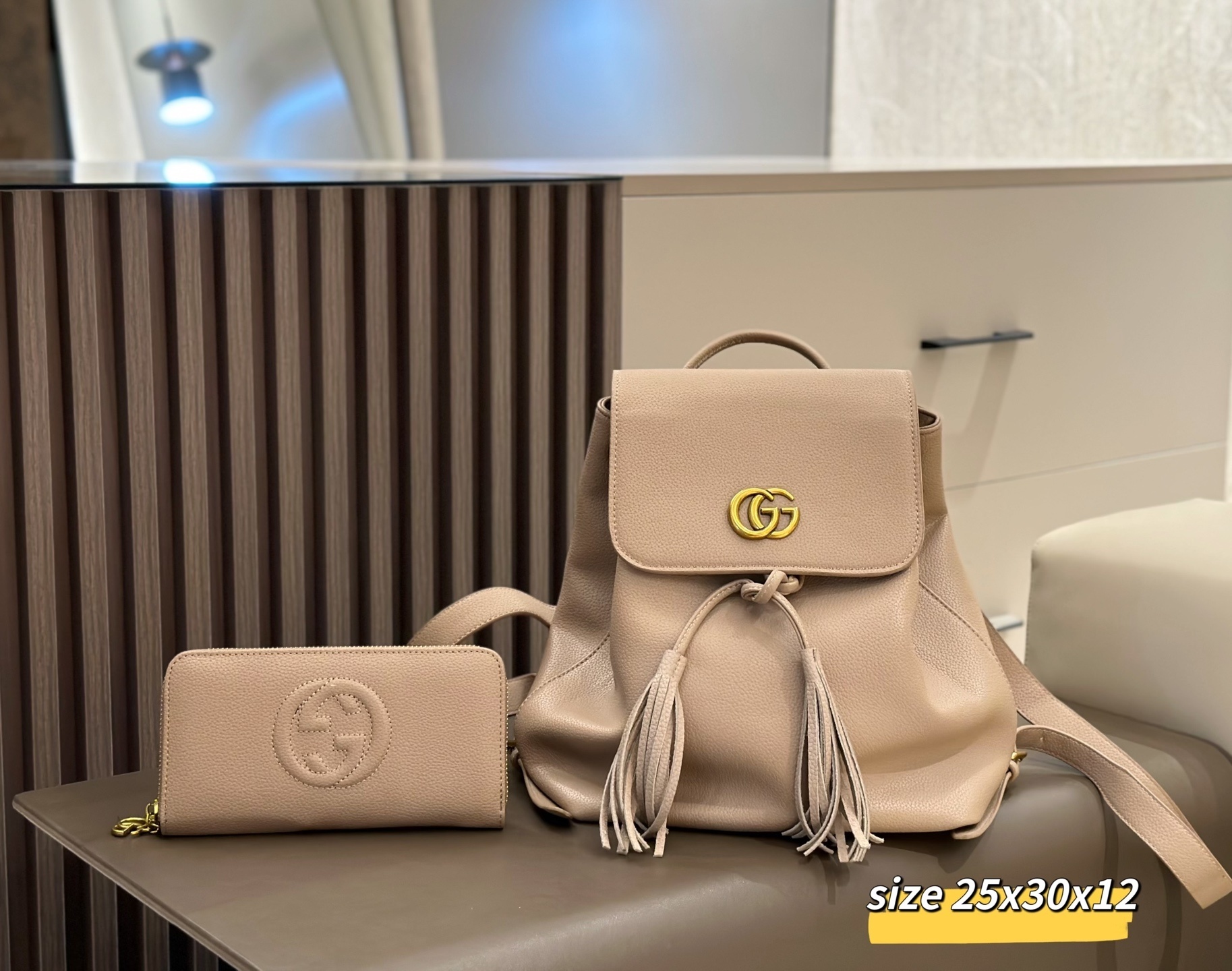 Gucci Beige Leather Backpack $125