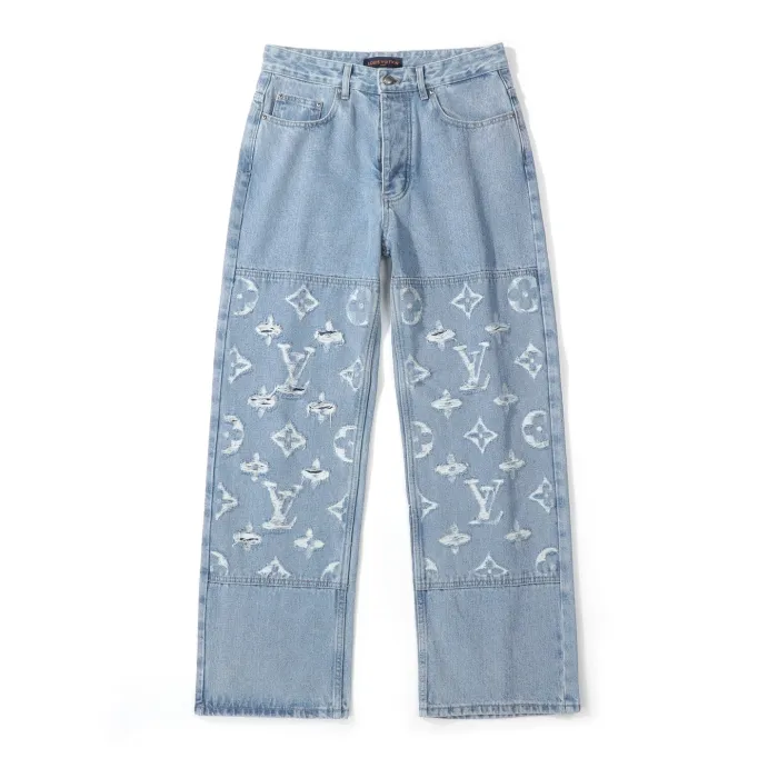 Louis Vuitton Monogram Denim Jacket and Jeans Set $225