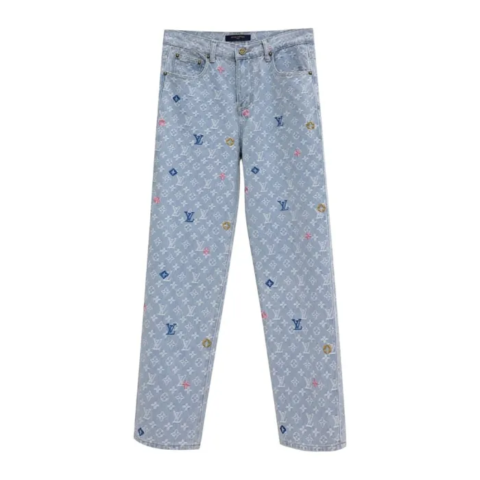 Louis Vuitton Monogram Denim Jacket and Jeans Set $225