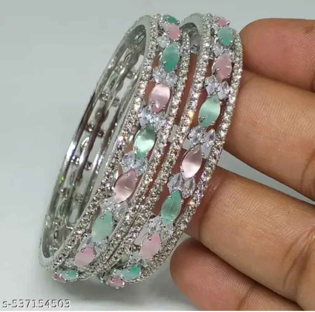 Elegant multicolored AD stone bangles (in 2.4 2.6  2.8 ) size