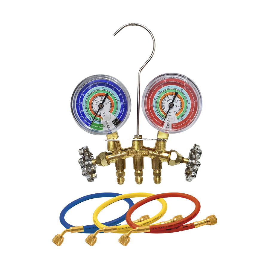 Manifold analógico de 2 vias fluidos refrigerantes R134a, R22, R12, R404A com mangueiras de 0,90 cm Mastercool 33636-MR