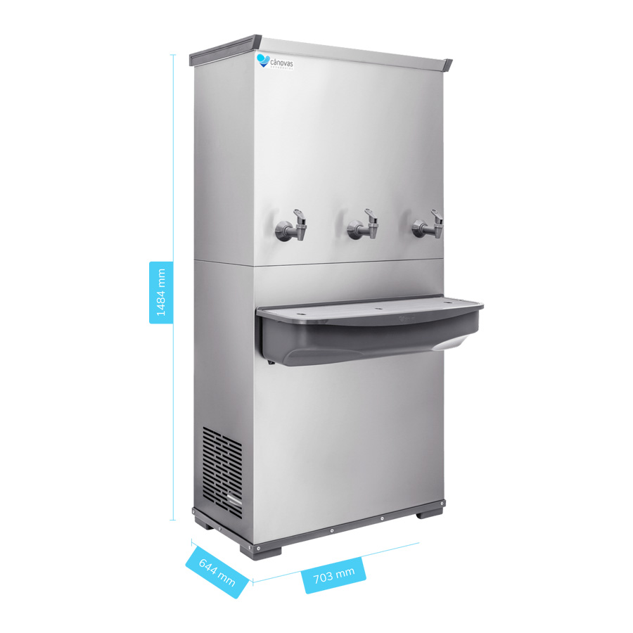 Bebedouro Industrial Cânovas 100L RESIST em Inox com 3 Torneiras (1 natural)