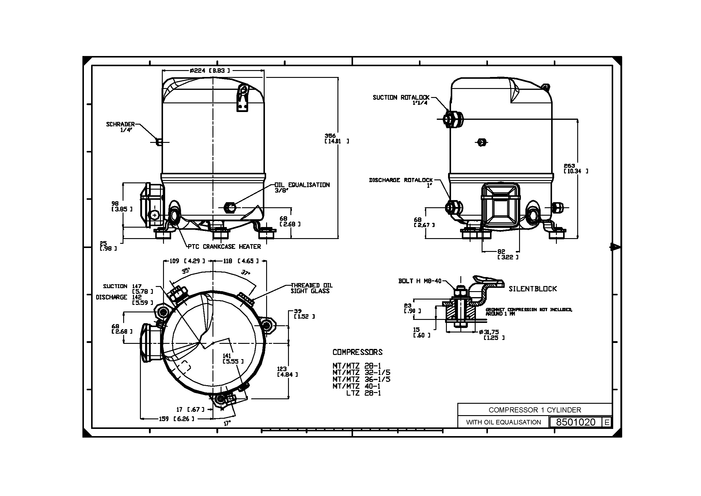 Compressores Recíproco MT28 R22 1,5HP Danfoss