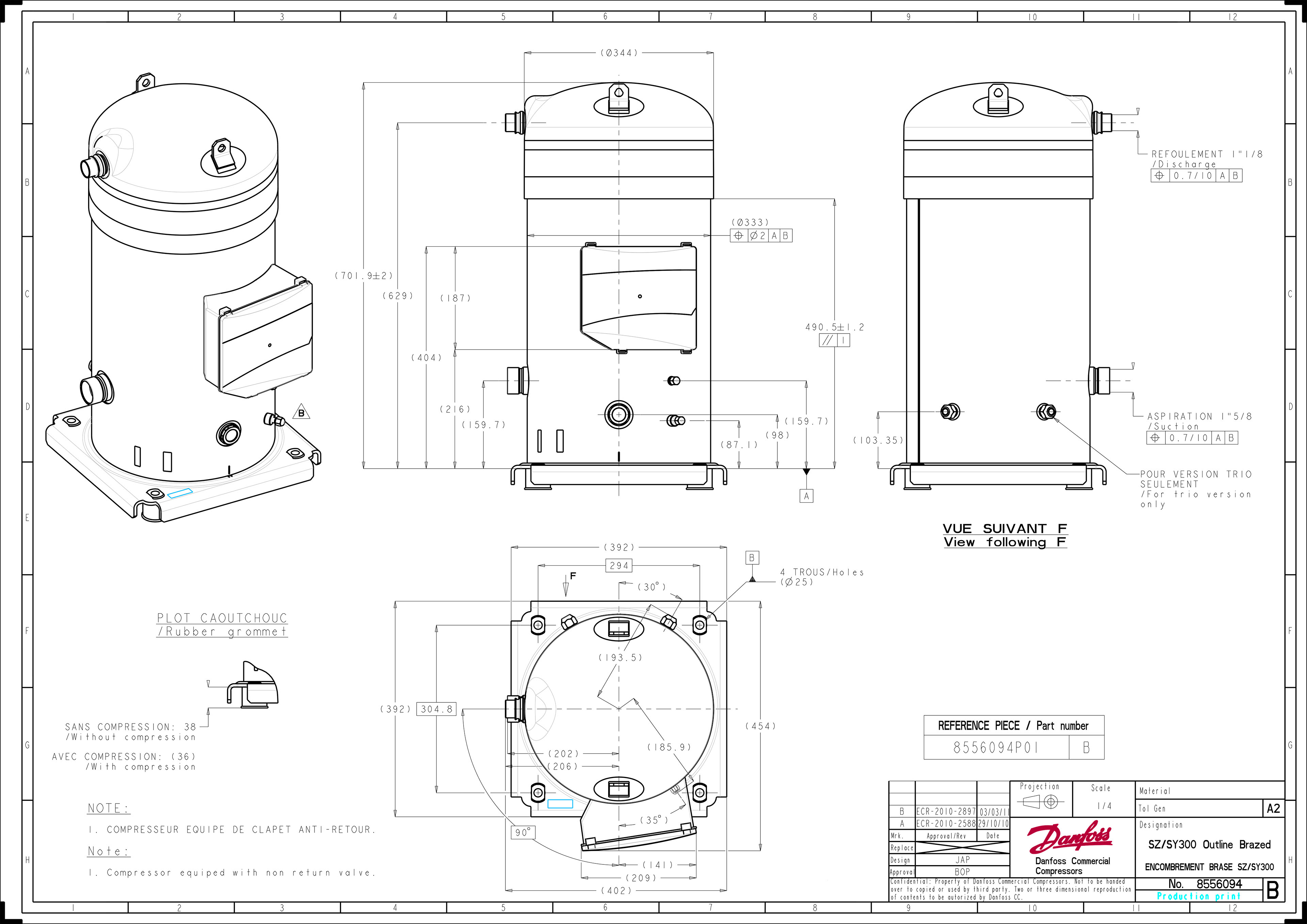 Compressores Scroll SY300 R22/R407 25TR Danfoss para Ar Condicionado