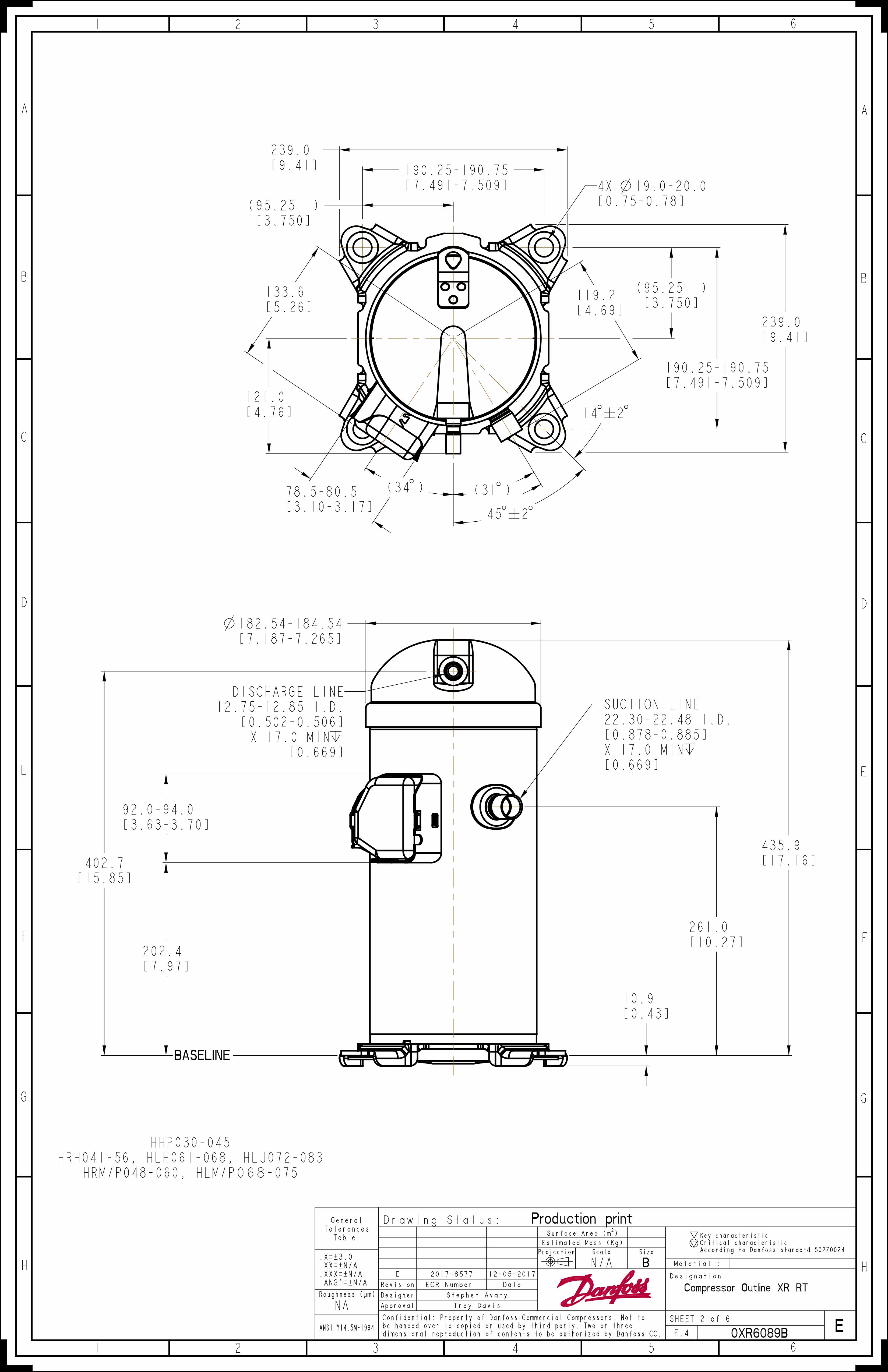 Compressores Scroll HLH060 R410 5TR Danfoss para Ar Condicionado