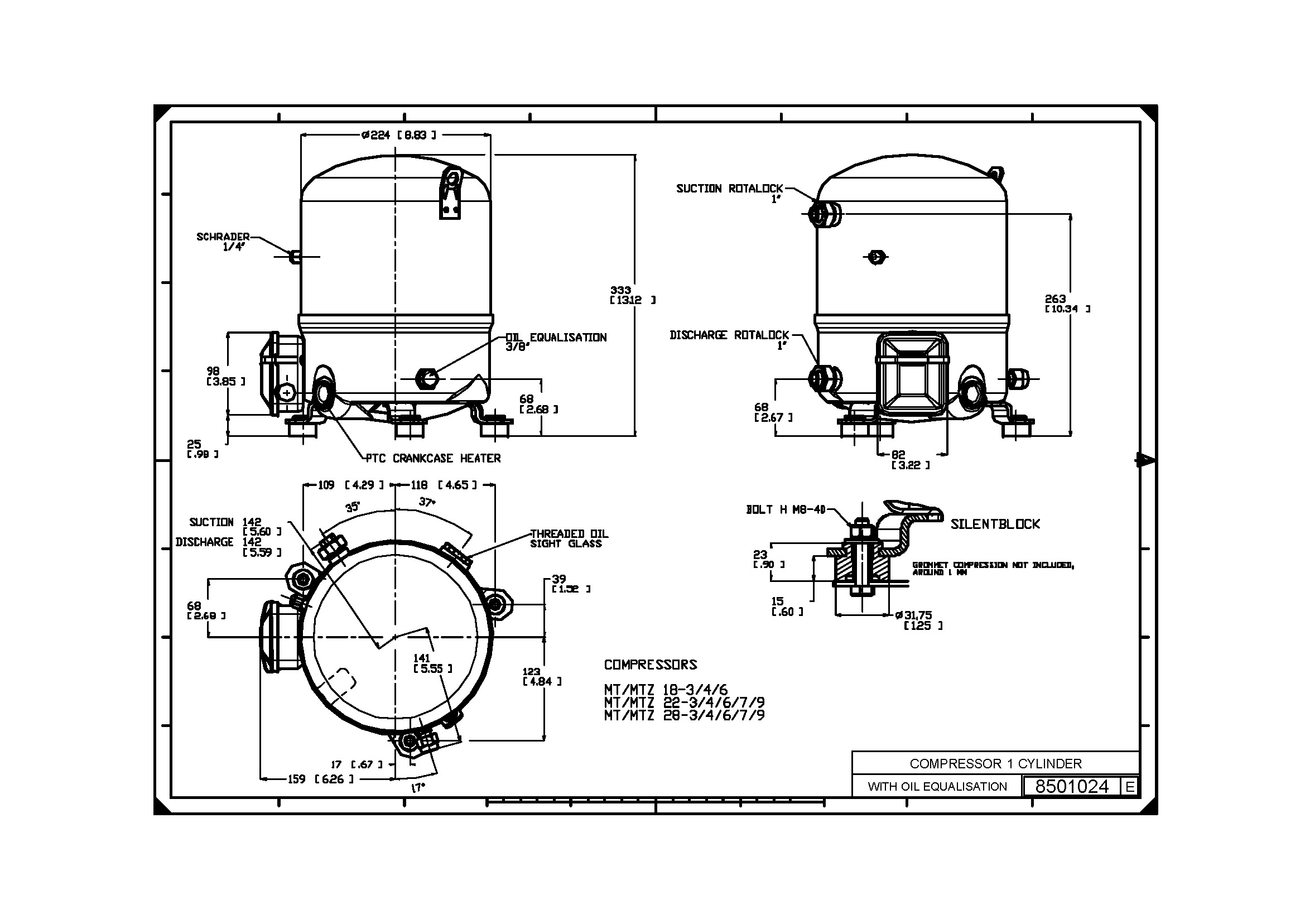 Compressores Recíproco MTZ28 R134/R404 2HP Danfoss