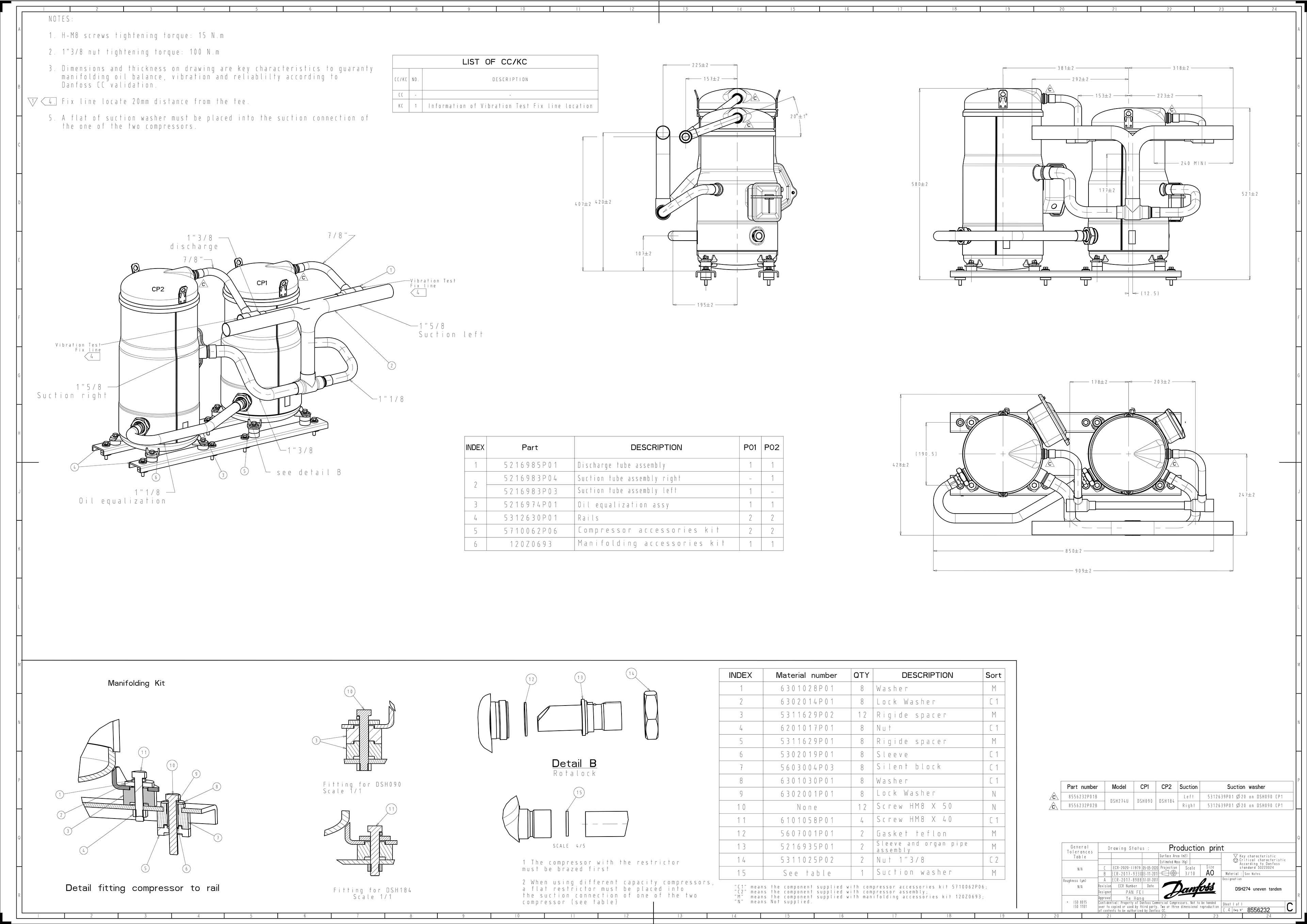 Compressores Scroll DSH090 R410 7,5TR Danfoss para Ar Condicionado