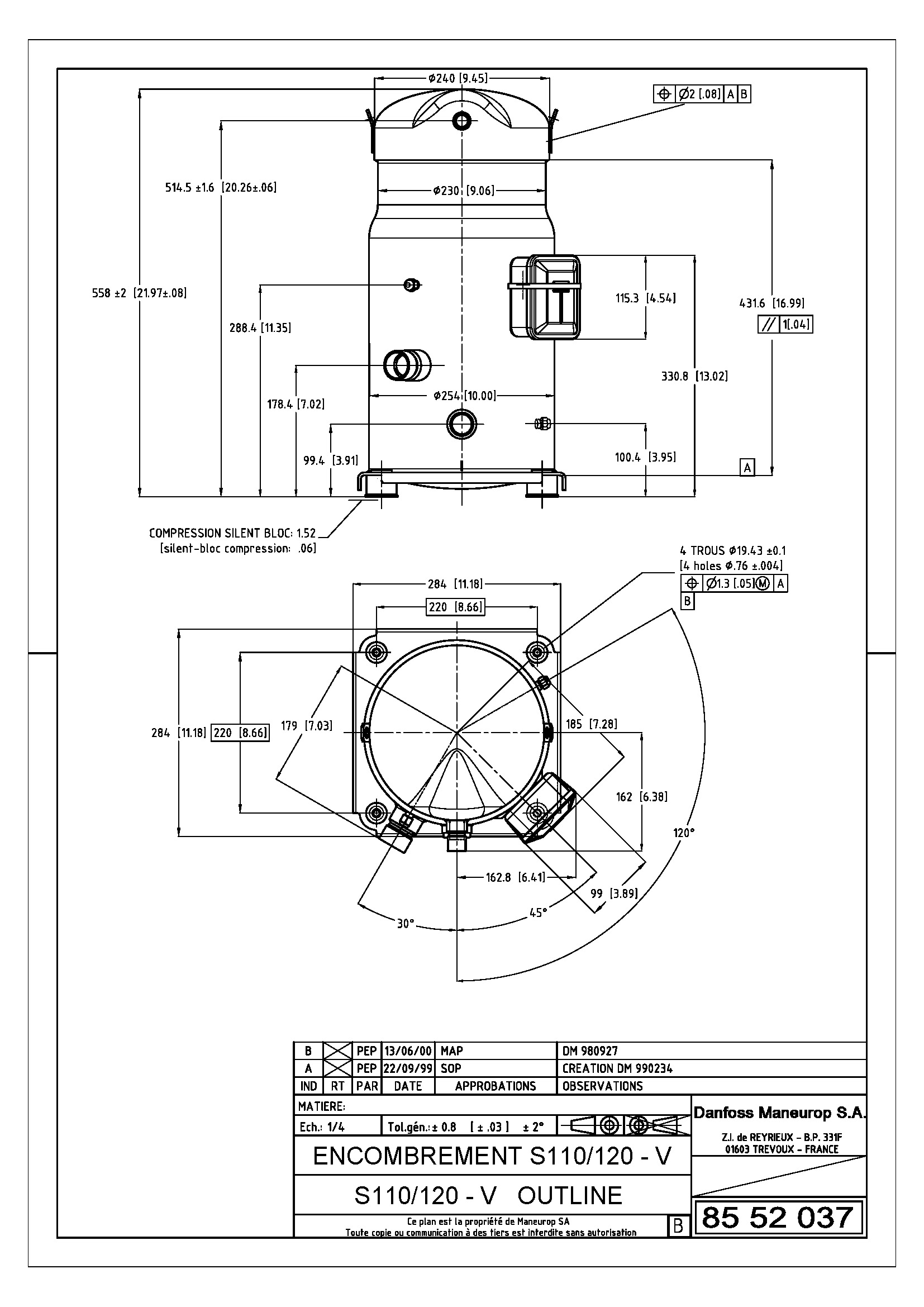 Compressores Scroll SM110 R22 9TR Danfoss para Ar Condicionado