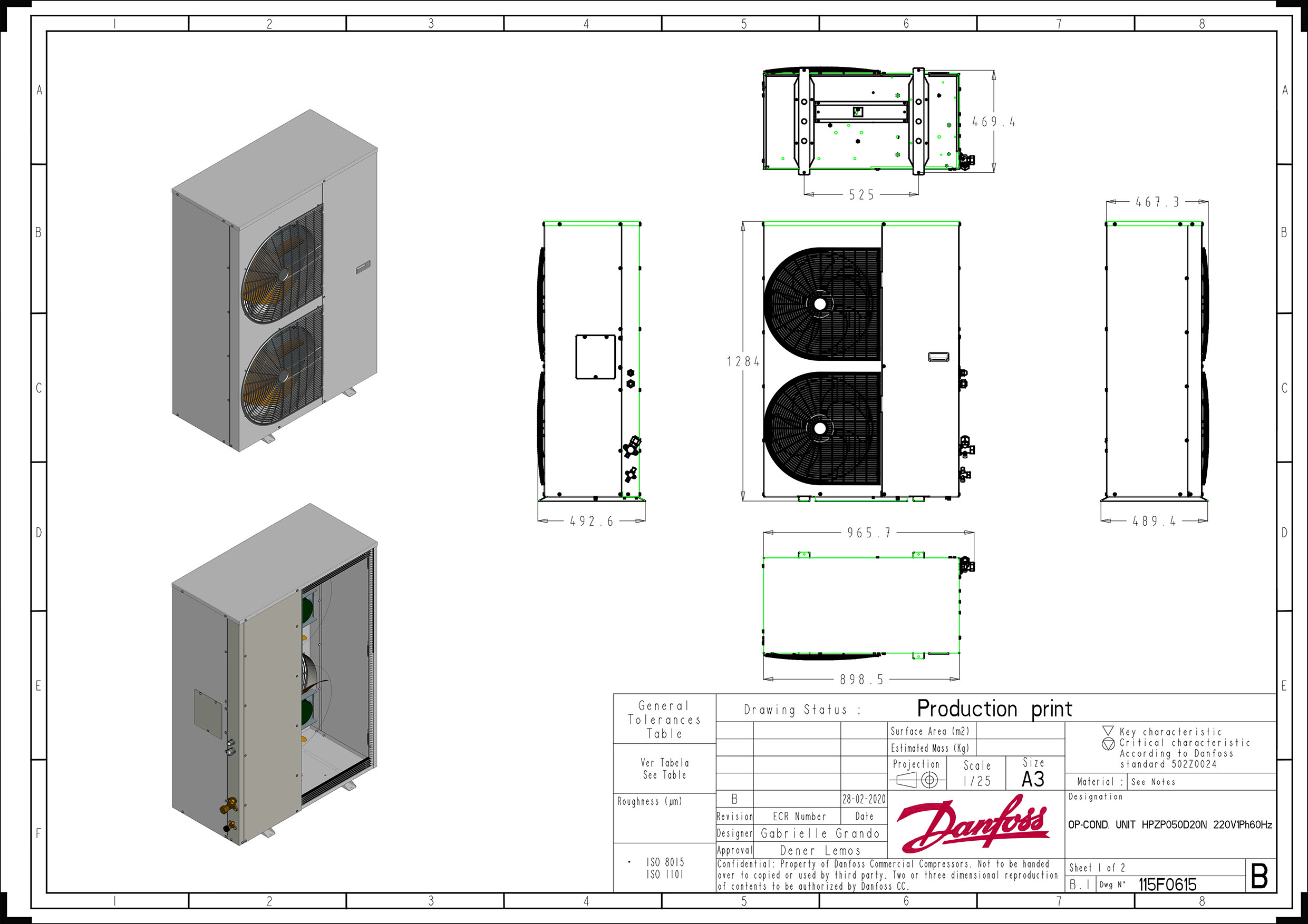 Unidade Condensadora Carenada Danfoss Optyma HPUS038D20Q 5.0HP 220V 3F 60HZ