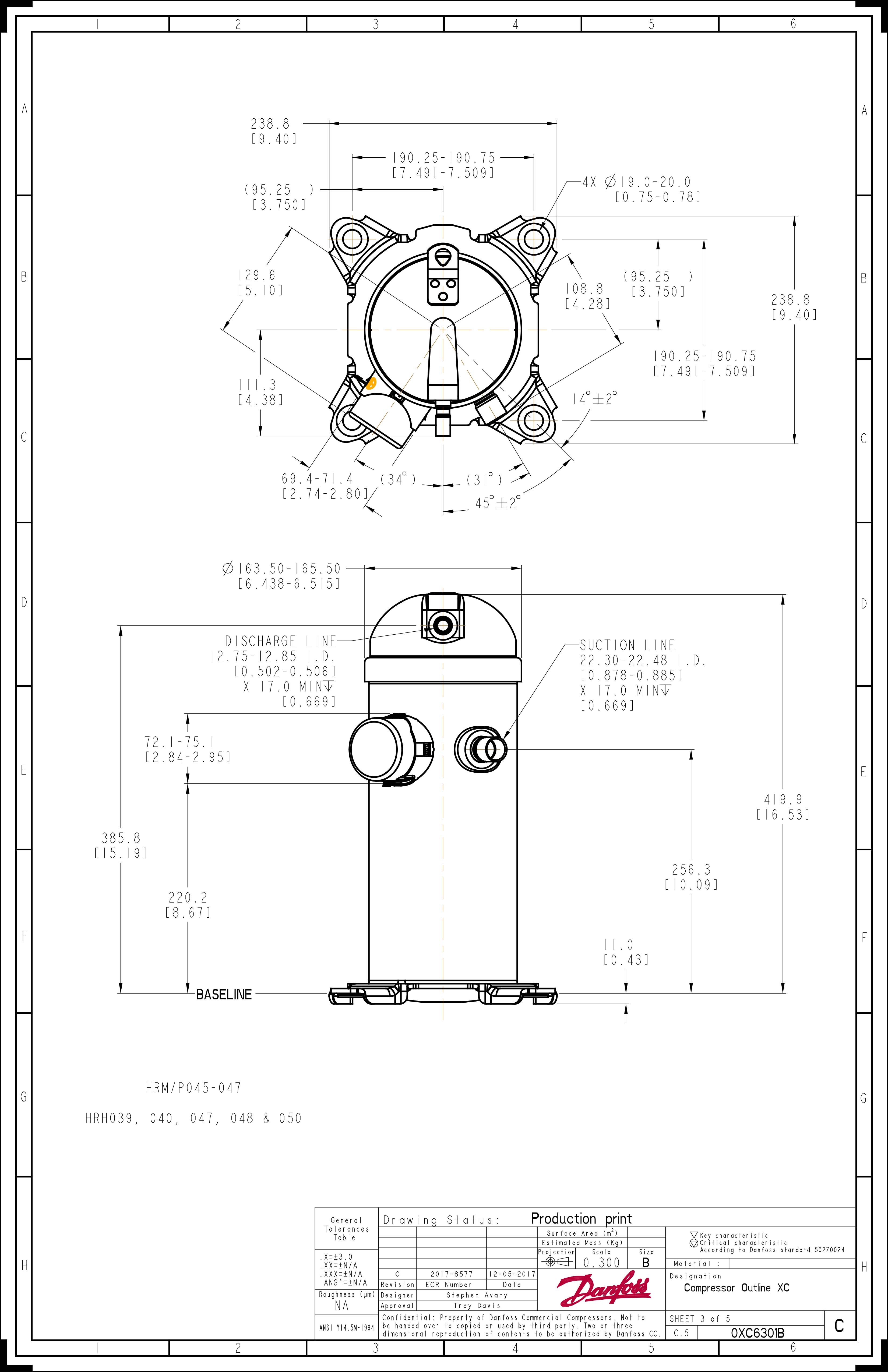 Compressores Scroll HRM047 R22 4TR Danfoss para Ar Condicionado