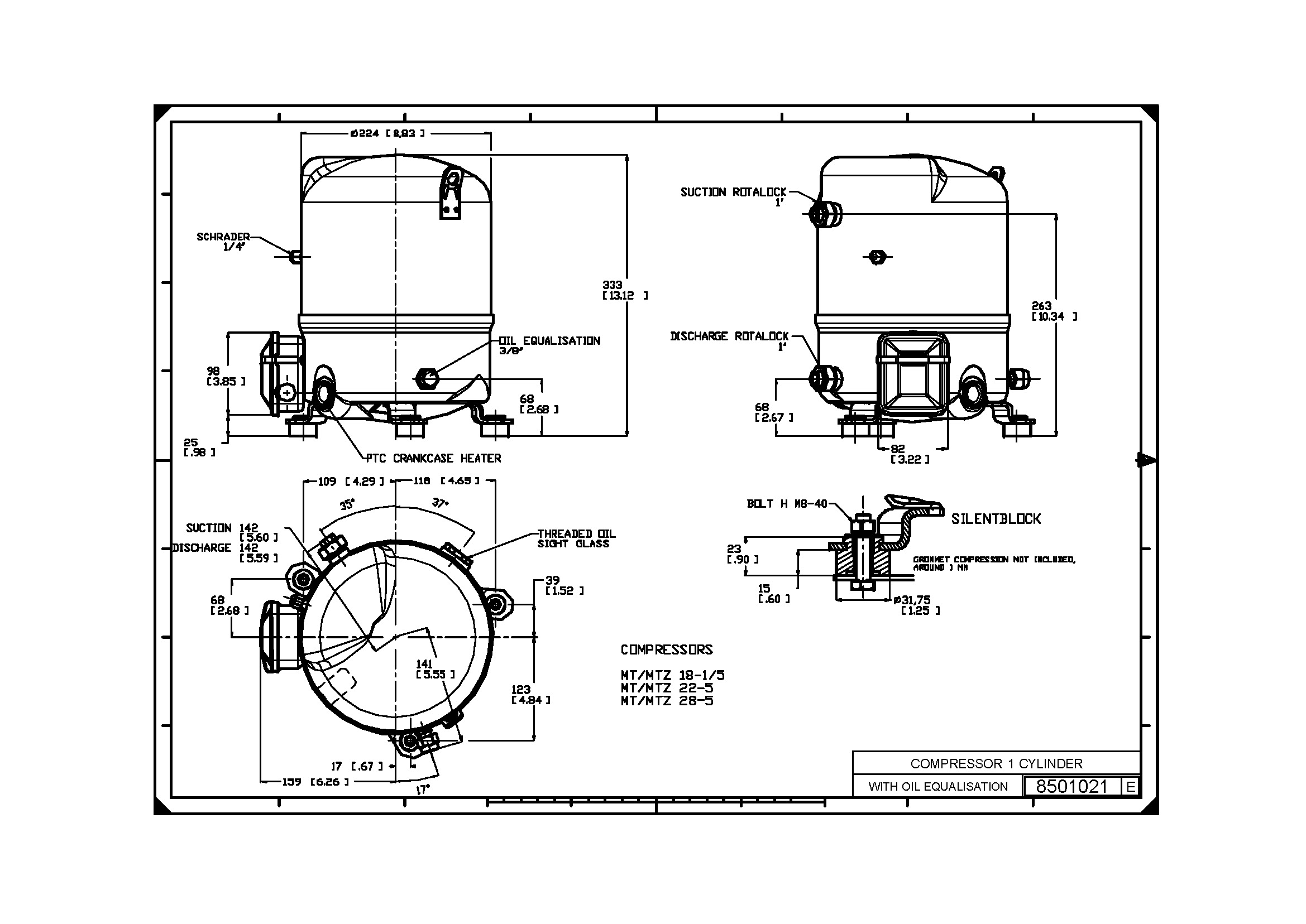 Compressores Recíproco MT19 R22 1HP Danfoss