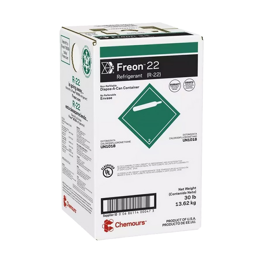 Fluido Gás Refrigerante Chemours Freon R22 13,62KG ONU1018 Du Pont