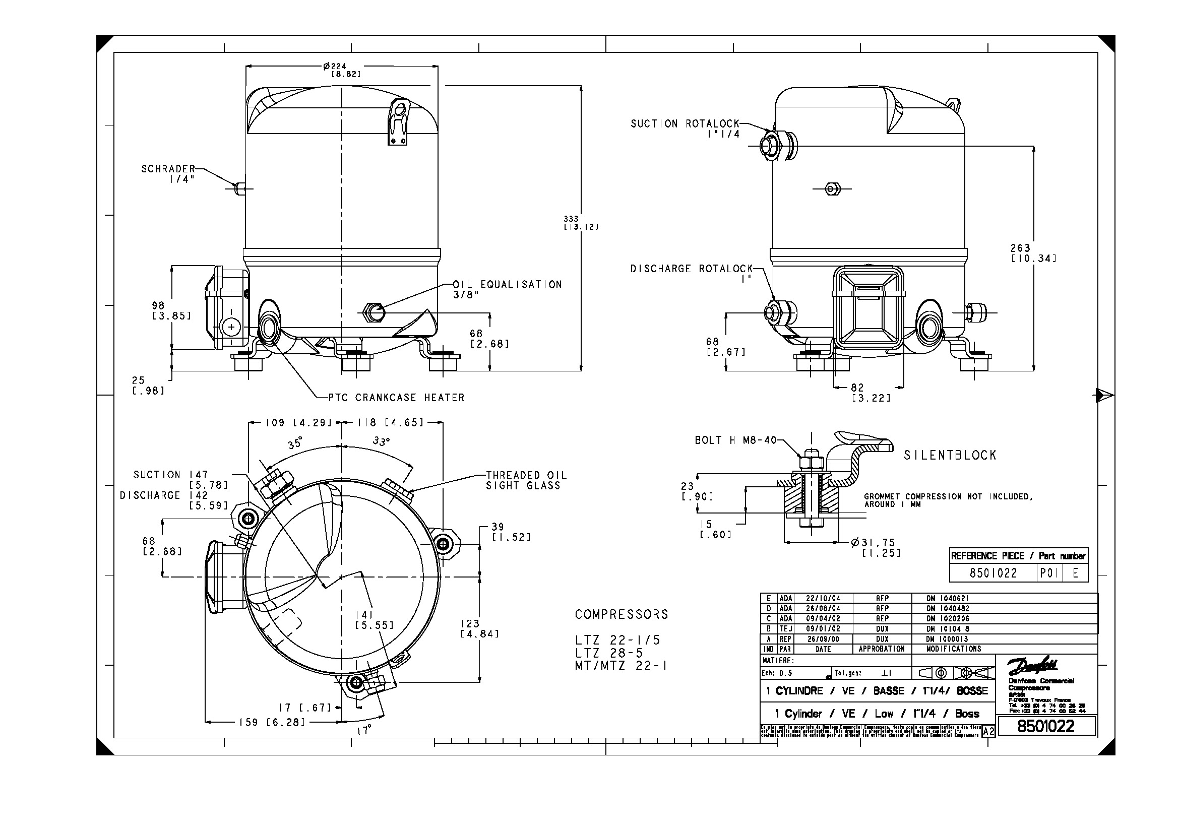 Compressores Recíproco MTZ22 R134/R404 2HP Danfoss
