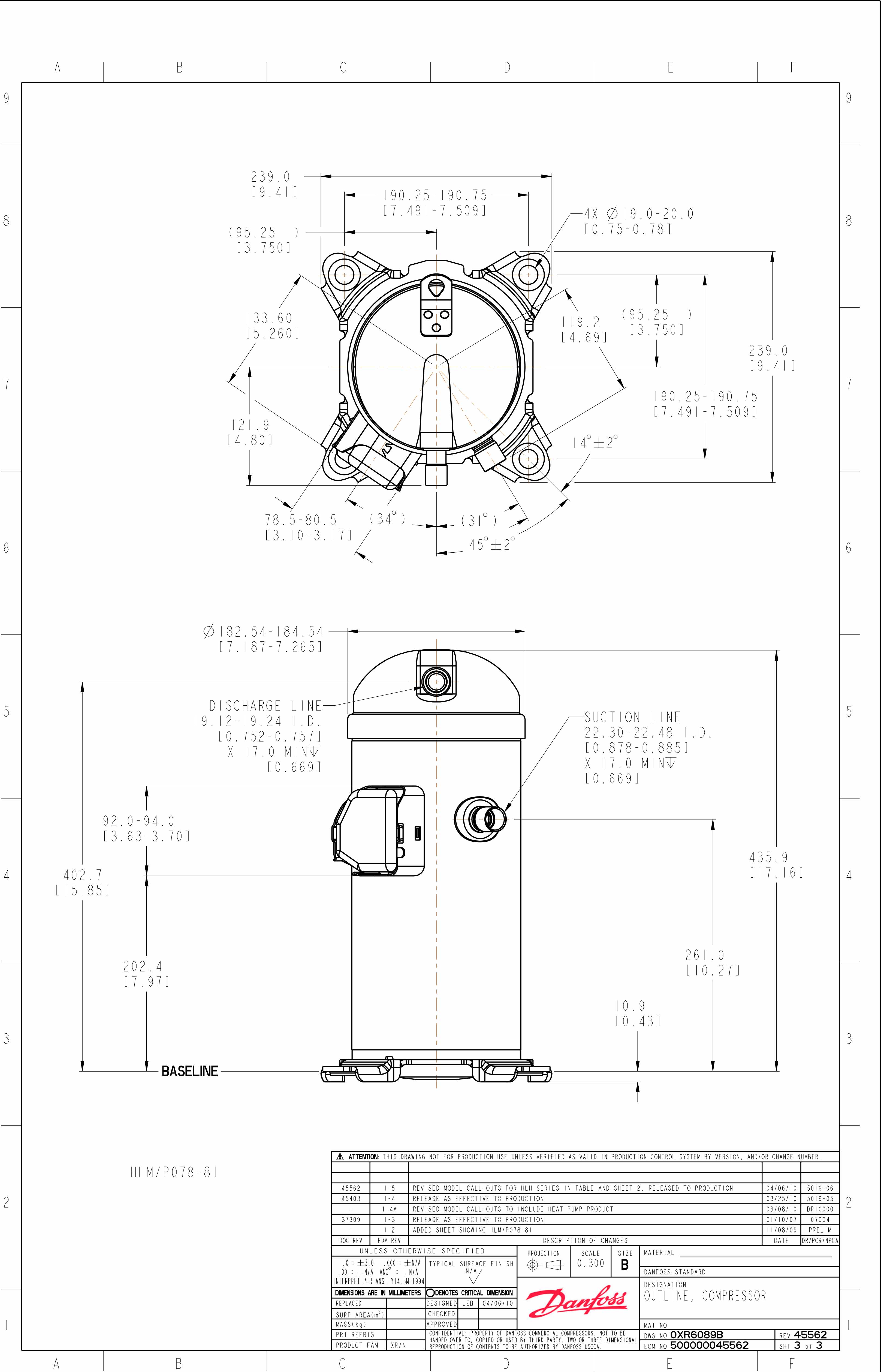 Compressores Scroll HLM081 R22 7,5TR Danfoss para Ar Condicionado