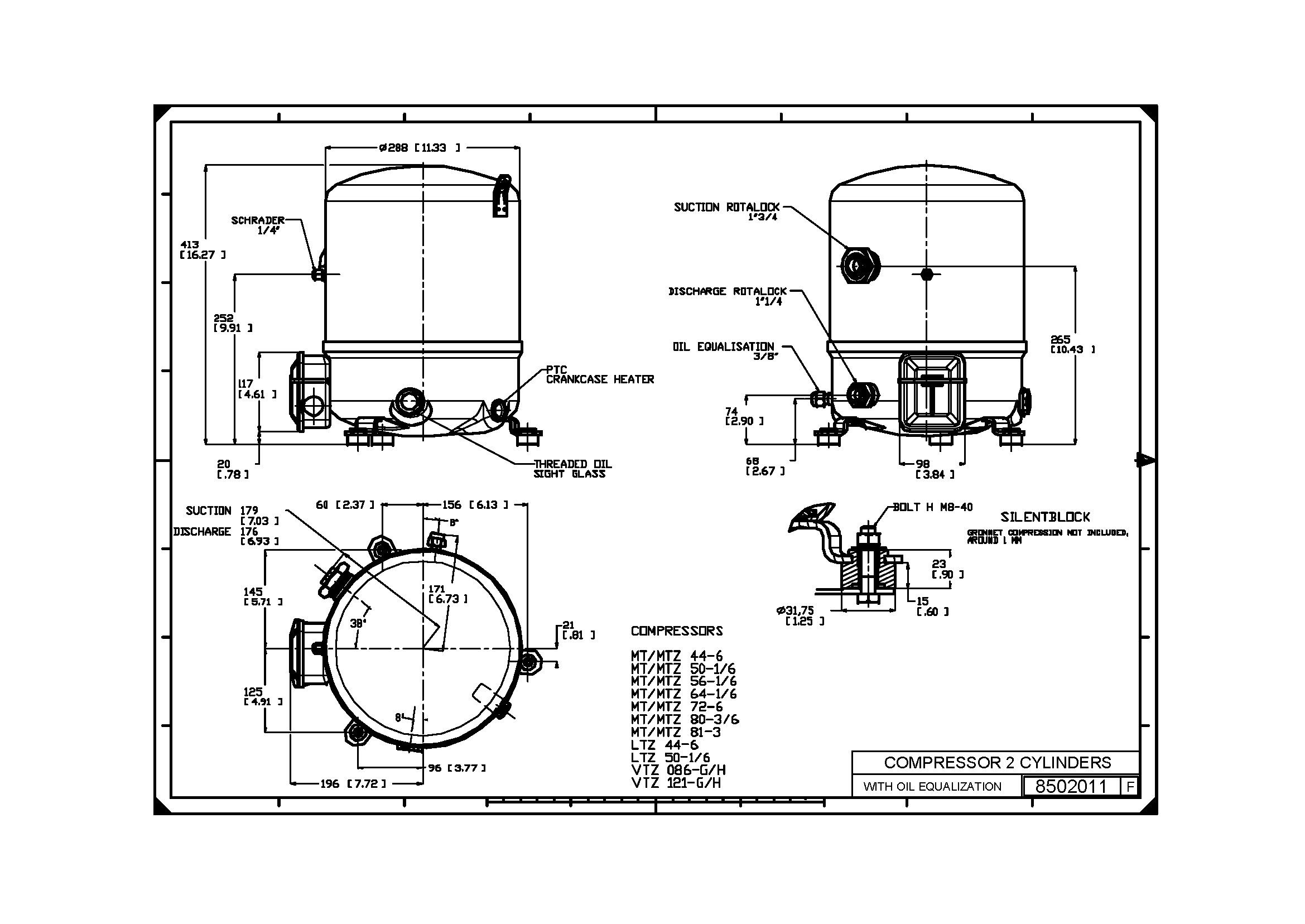 Compressores Recíproco MTZ80 R134/R404 7HP Danfoss