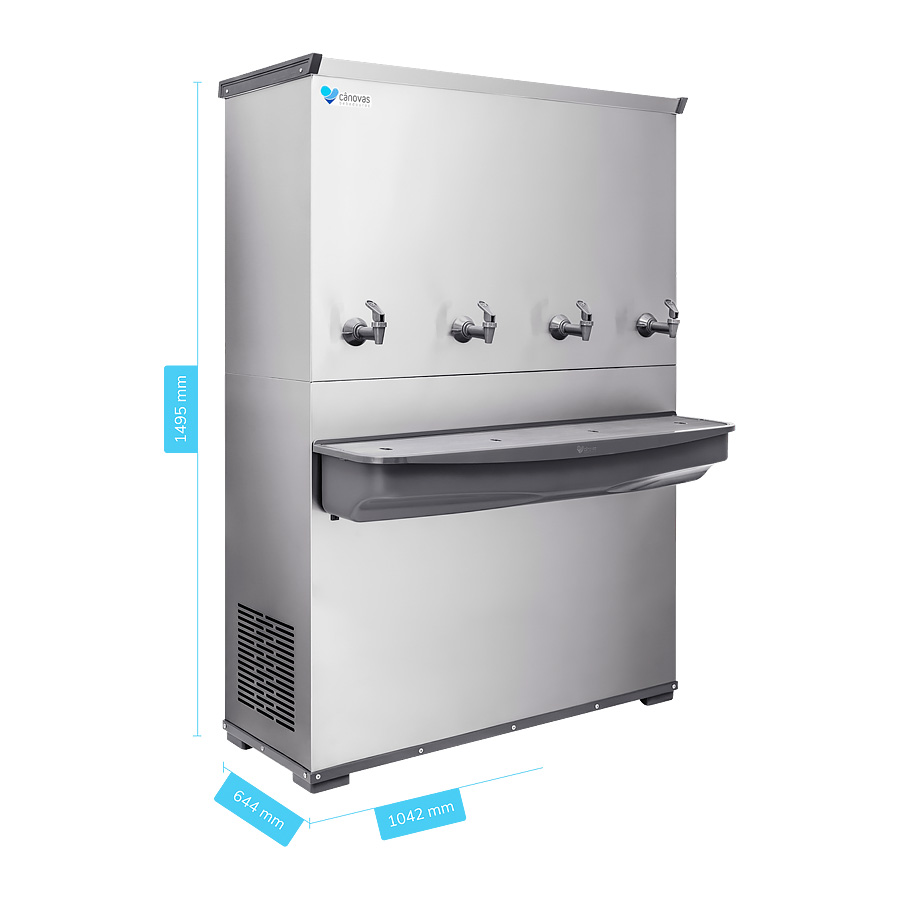 Bebedouro Industrial Cânovas 200L RESIST em Inox com 4 Torneiras (1 natural)