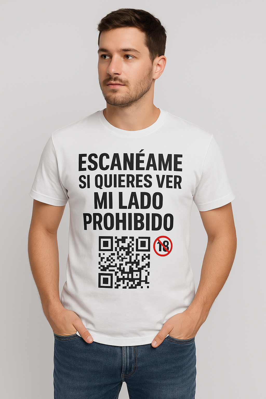 Camiseta con mensaje y código QR