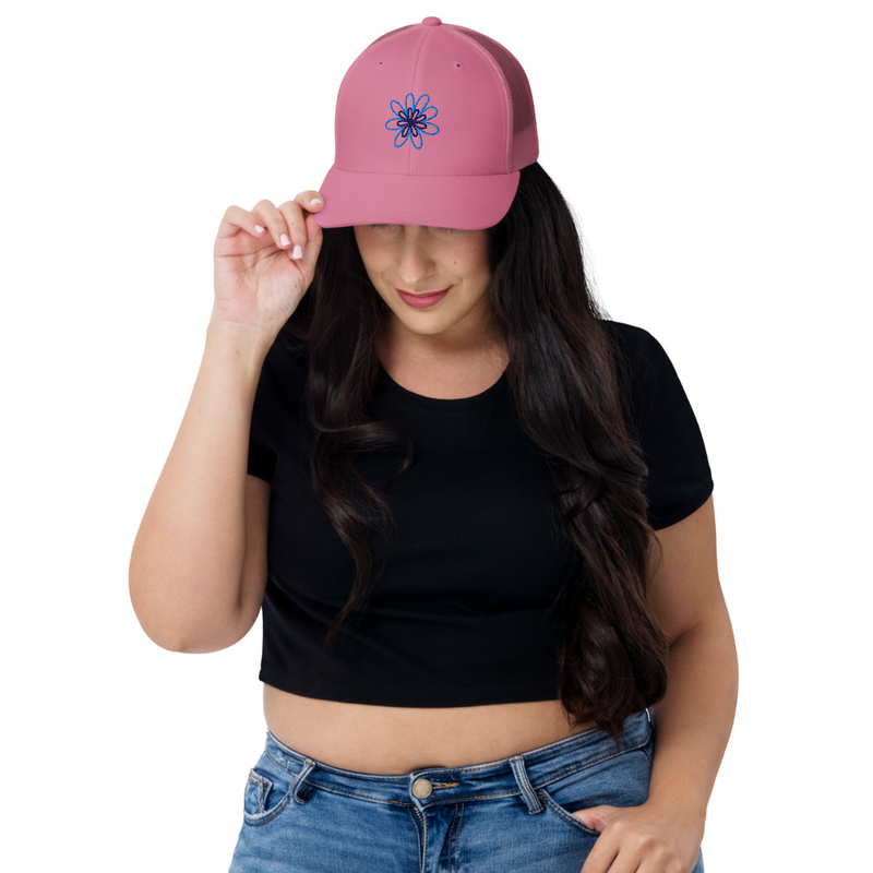 Pink/ blue flower Trucker Cap