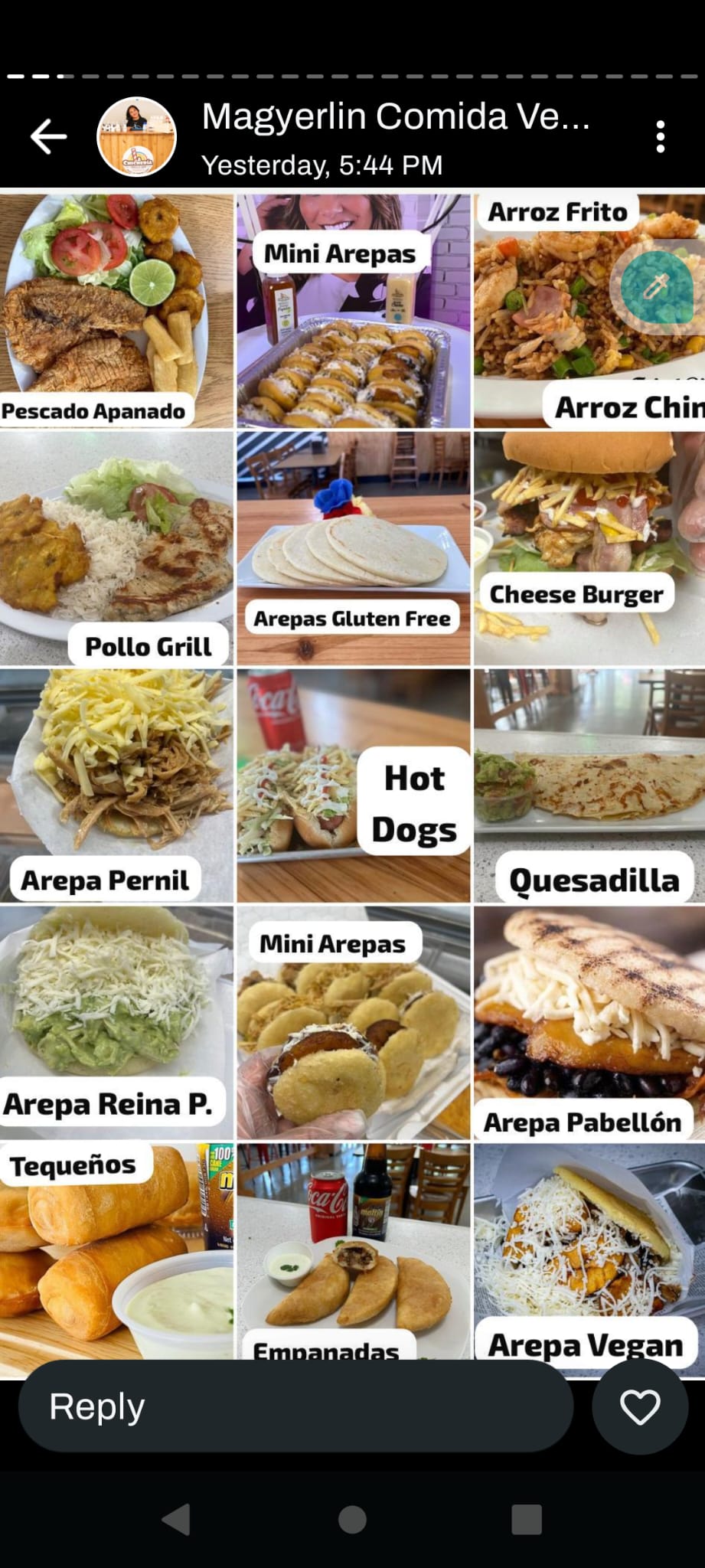 Menu Super Arepa Texas