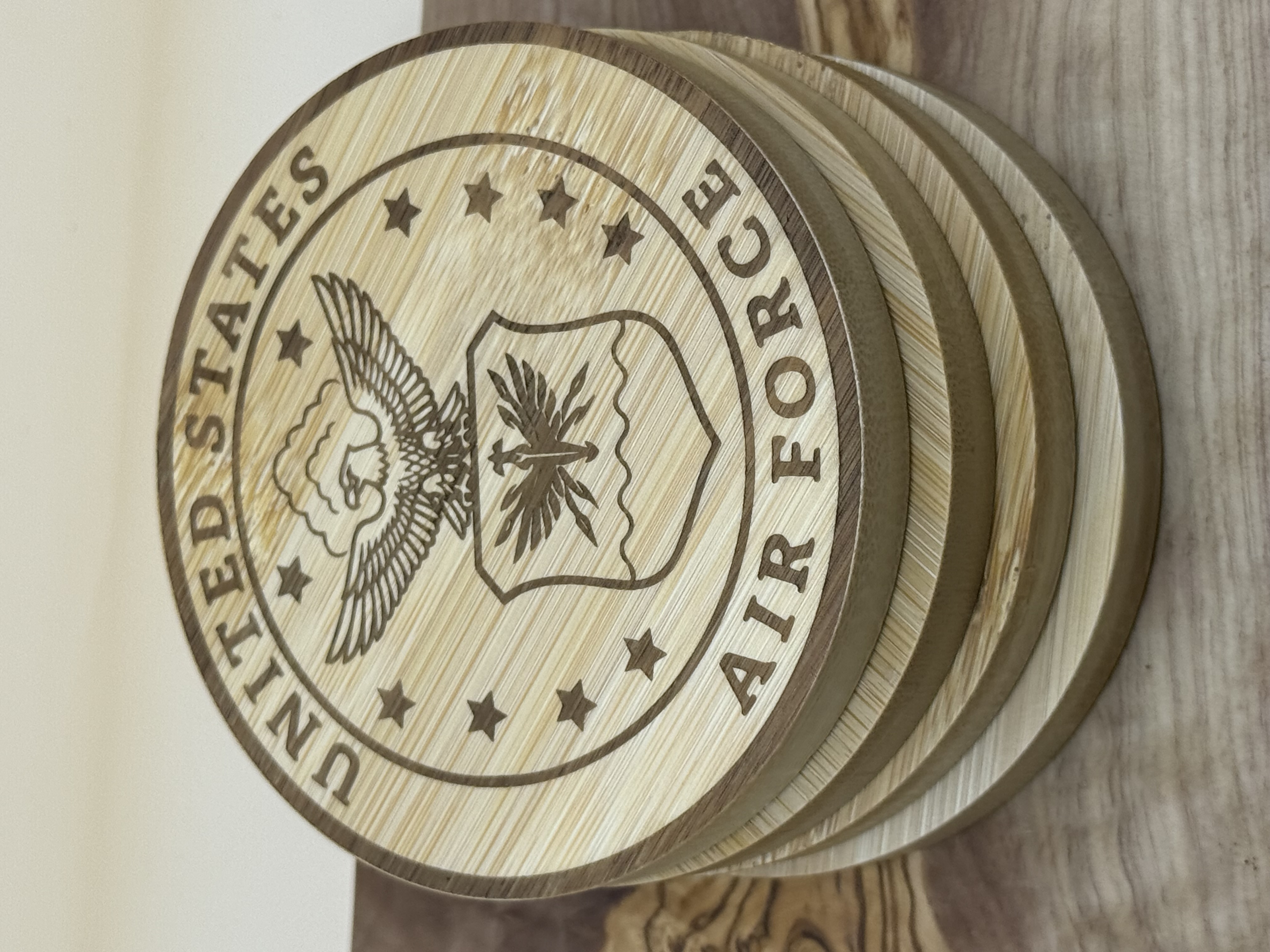 4Pc United States Air Force Wooden Coasters