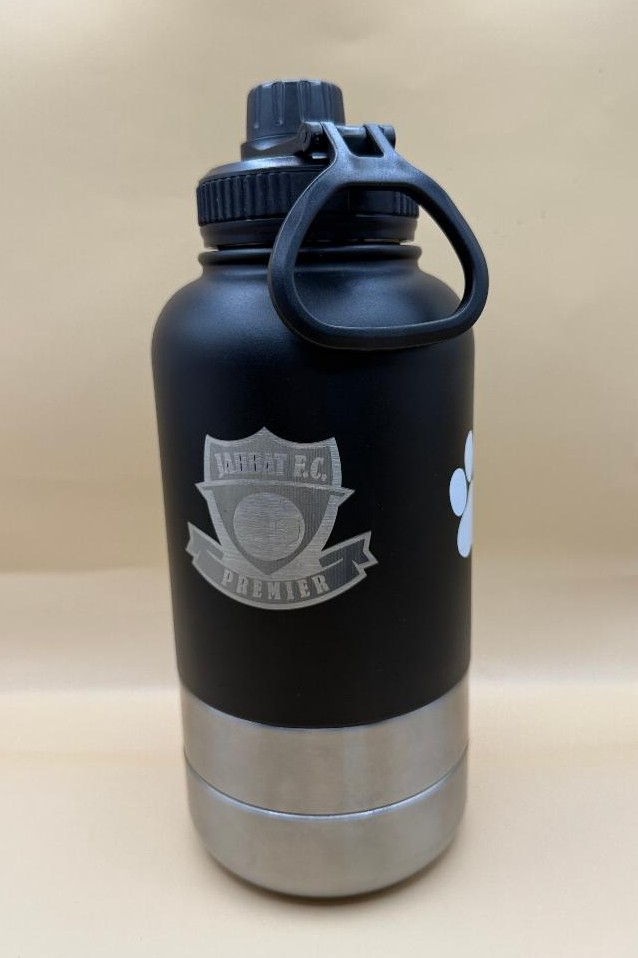 Insulated water bottle with dual bowls for pets